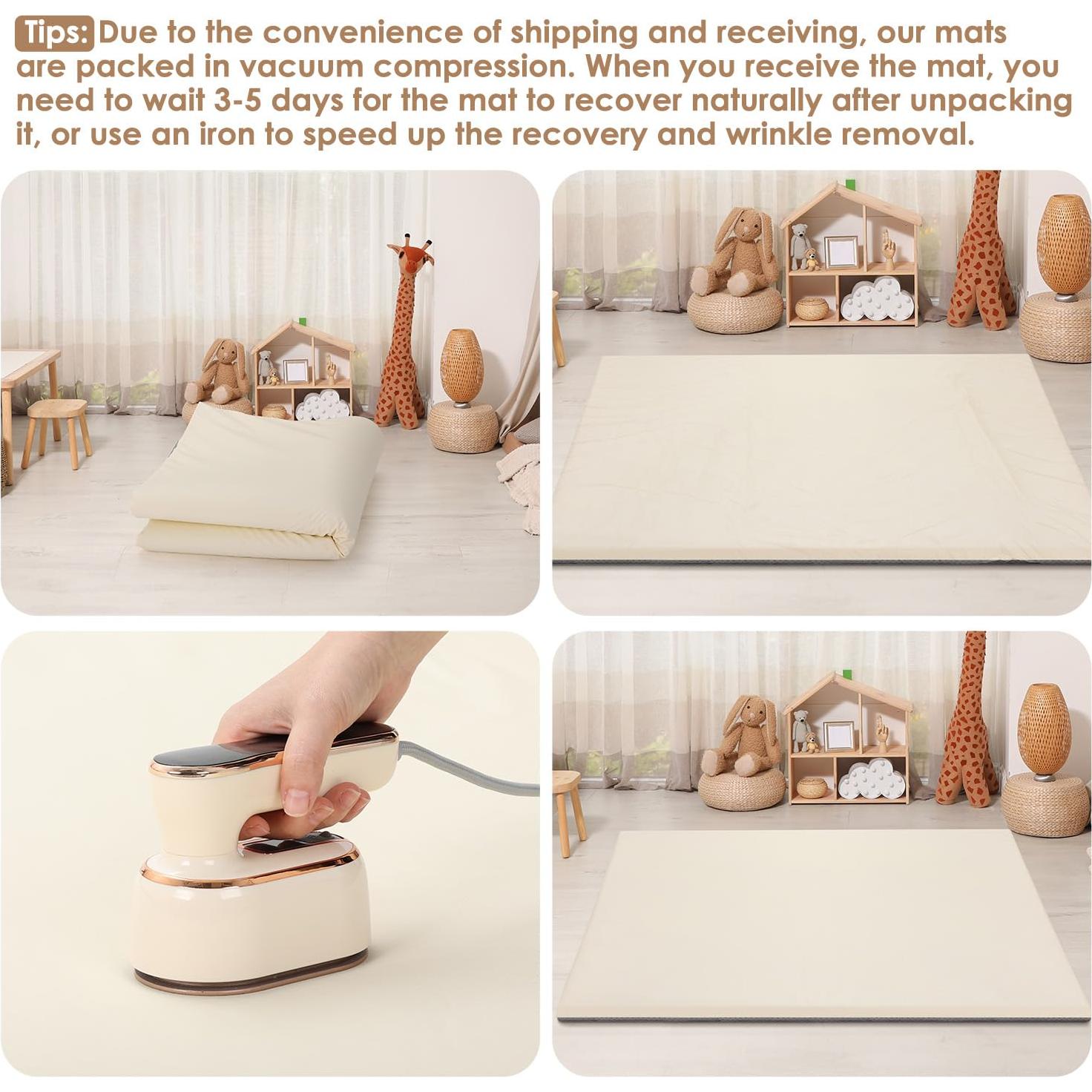 Alfombra de Juego para Bebés 127x127 cm Cuero Vegano Antideslizante