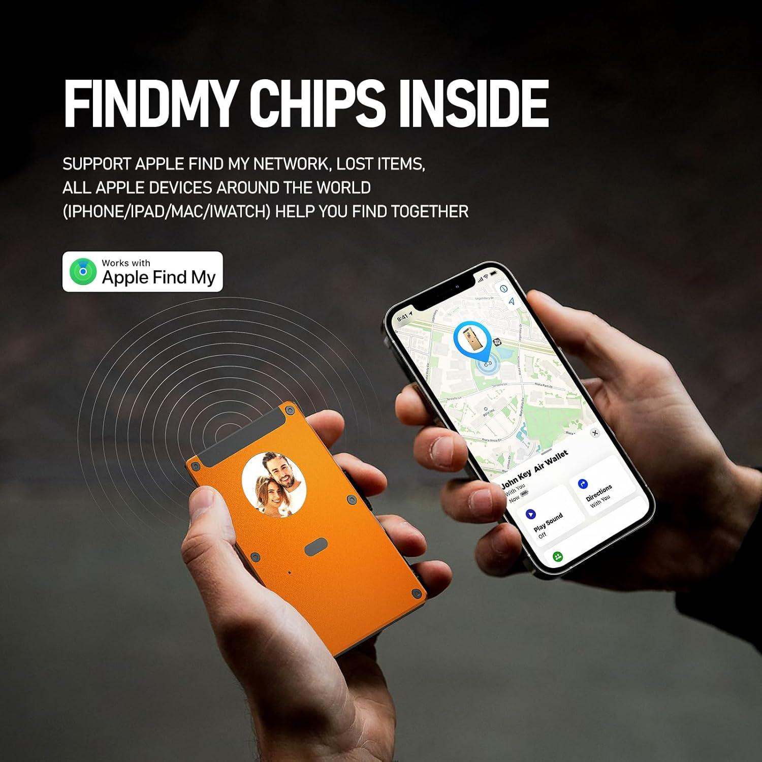 Smart Metal Wallet with Custom 4-Color E-Ink Screen, Double-Tap to Show Contact Info, Built-in Find My Tracker (iOS Only), RFID-Blocking Metal Design, Holds 12 Cards & Removable Cash Clip