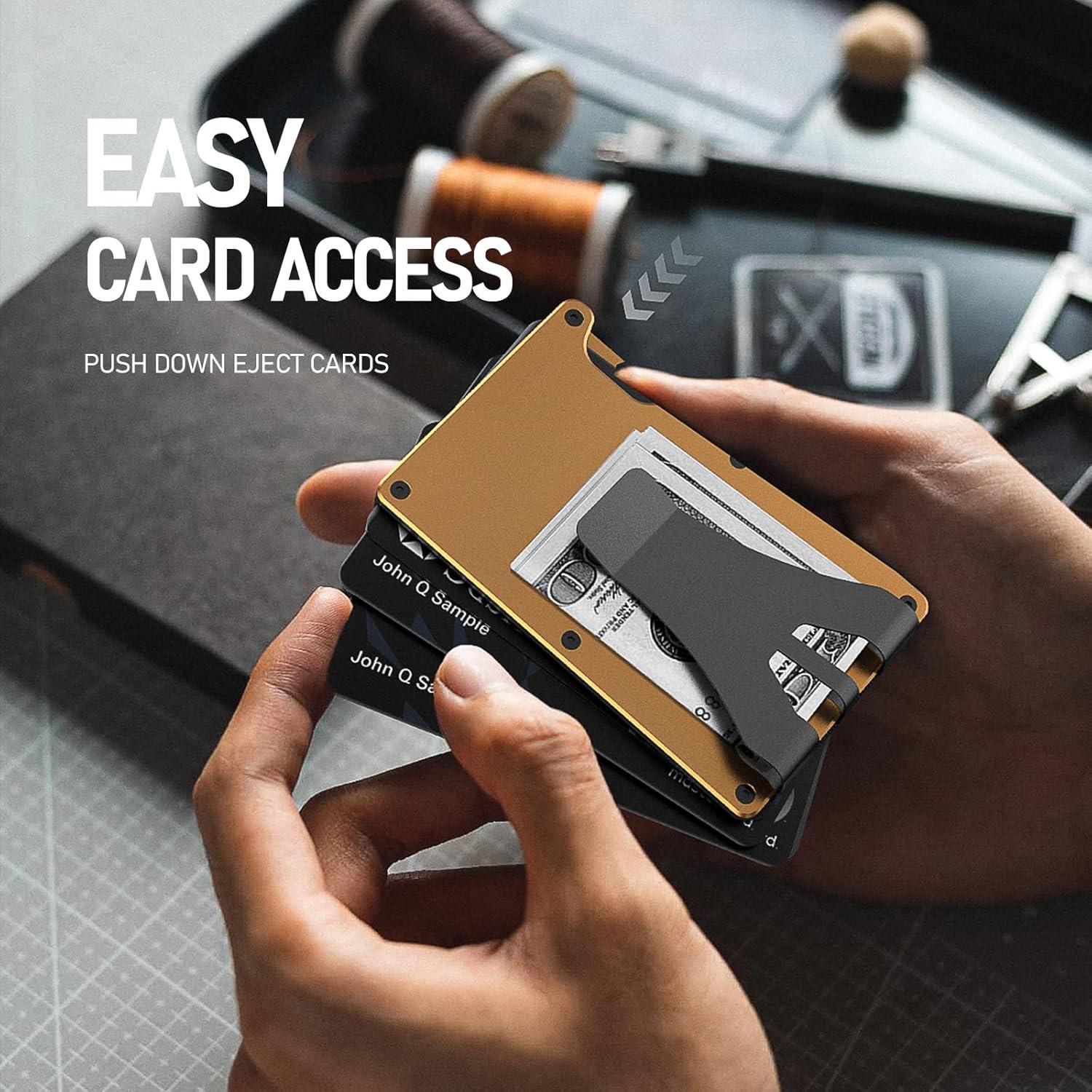 Smart Metal Wallet with Custom 4-Color E-Ink Screen, Double-Tap to Show Contact Info, Built-in Find My Tracker (iOS Only), RFID-Blocking Metal Design, Holds 12 Cards & Removable Cash Clip