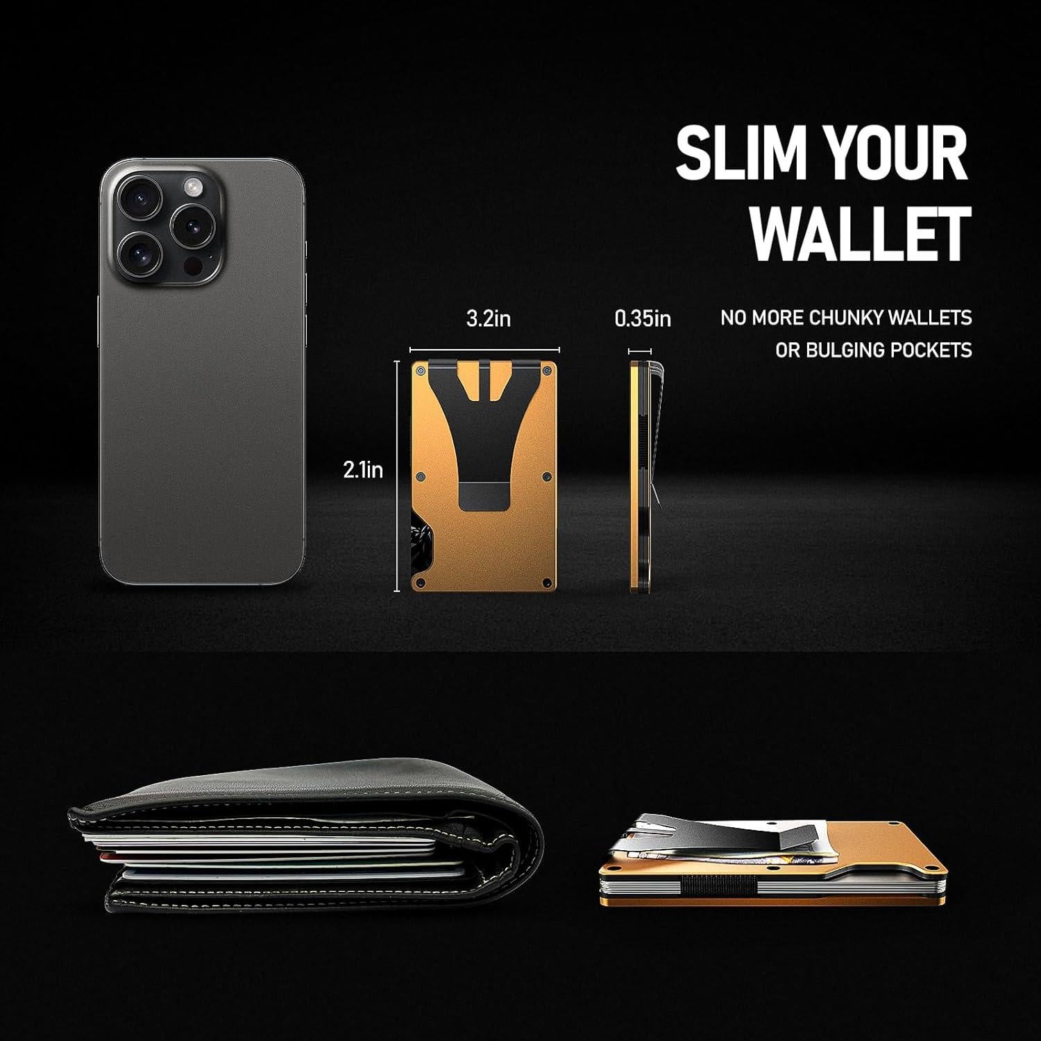 Smart Metal Wallet with Custom 4-Color E-Ink Screen, Double-Tap to Show Contact Info, Built-in Find My Tracker (iOS Only), RFID-Blocking Metal Design, Holds 12 Cards & Removable Cash Clip