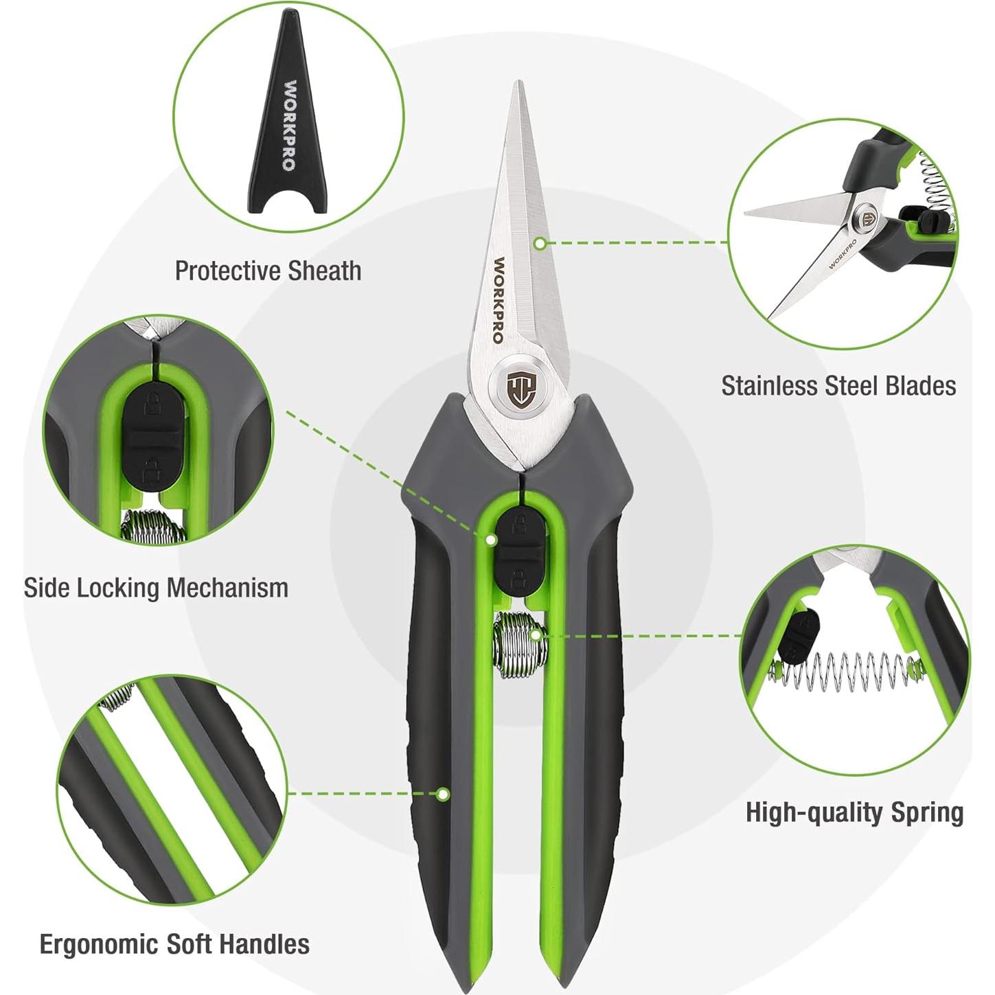 Tijeras de Jardín WORKPRO 2 Piezas Bypass y Rectas 20.32 cm