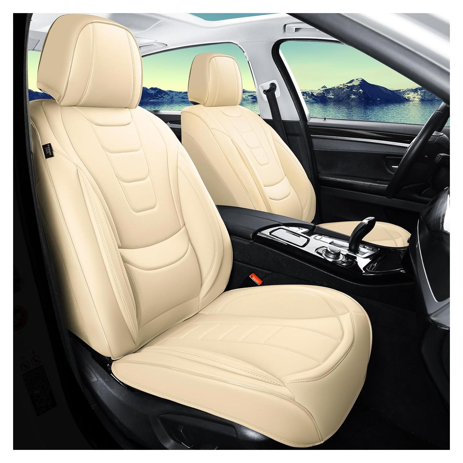 Fundas de Asiento de Coche Gripure GU01 Beige - Cuero Nappa Impermeable