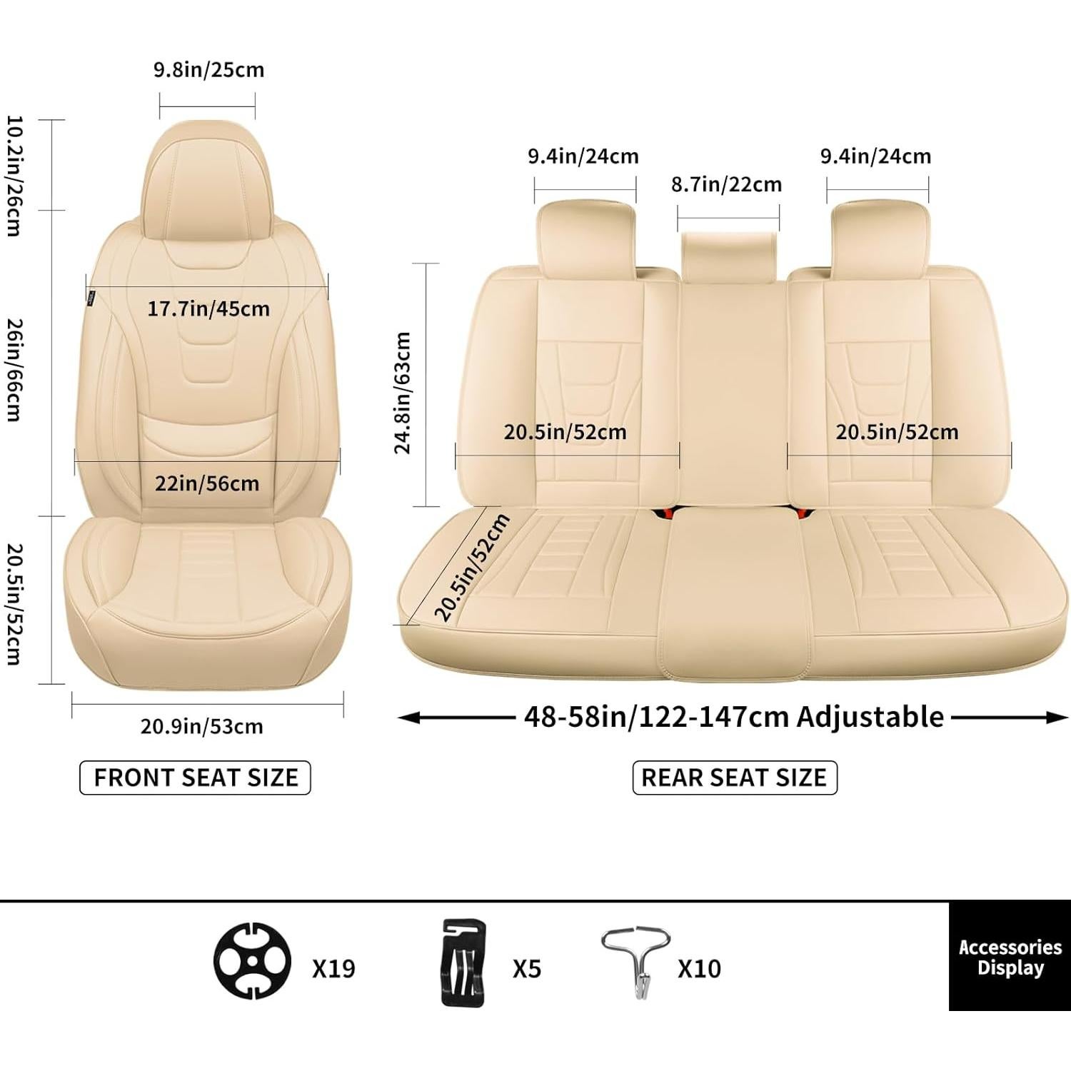 Fundas de Asiento de Coche Gripure GU01 Beige - Cuero Nappa Impermeable