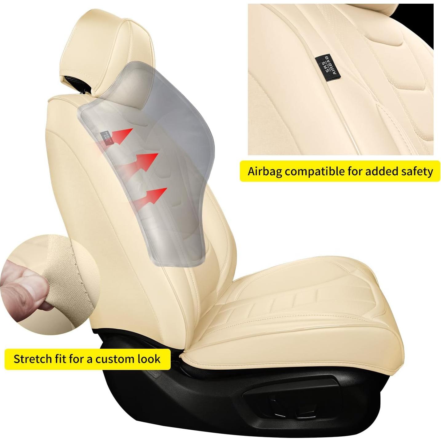 Fundas de Asiento de Coche Gripure GU01 Beige - Cuero Nappa Impermeable