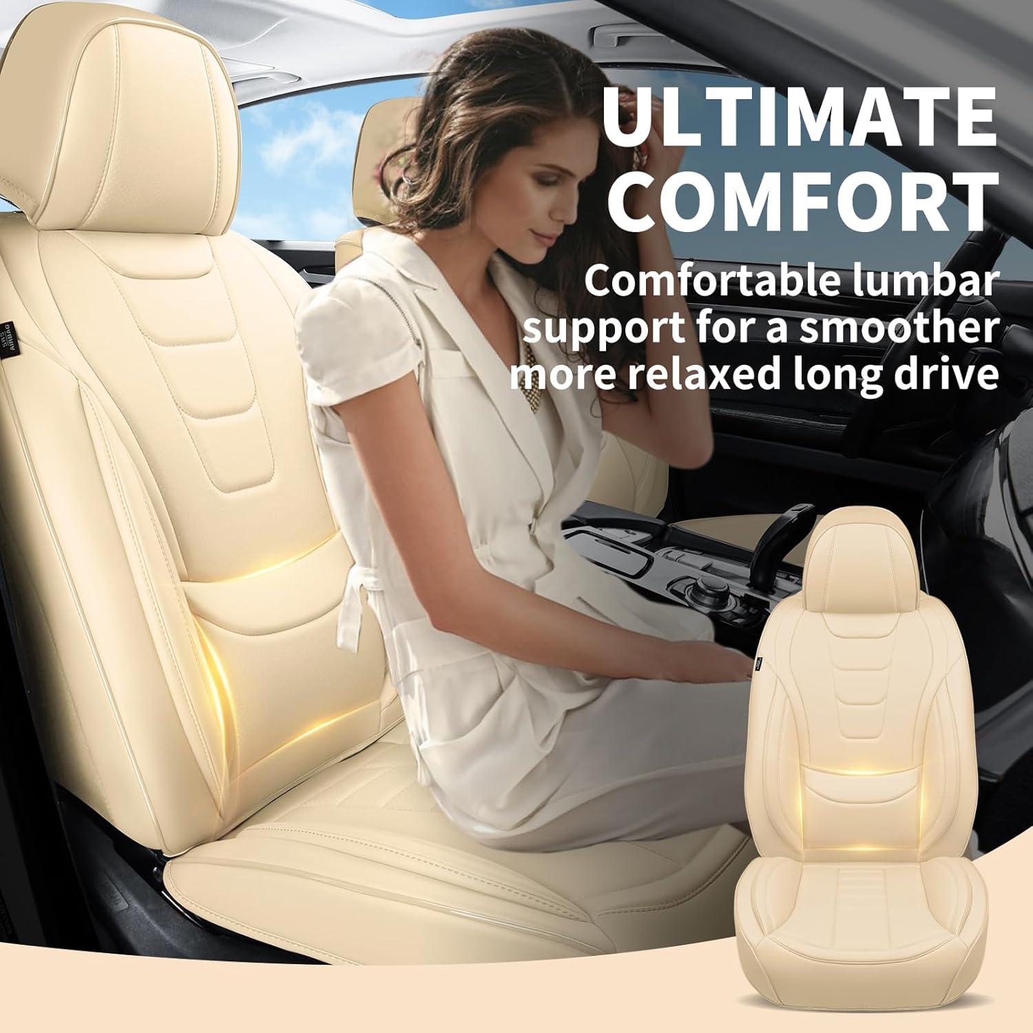 Fundas de Asiento de Coche Gripure GU01 Beige - Cuero Nappa Impermeable