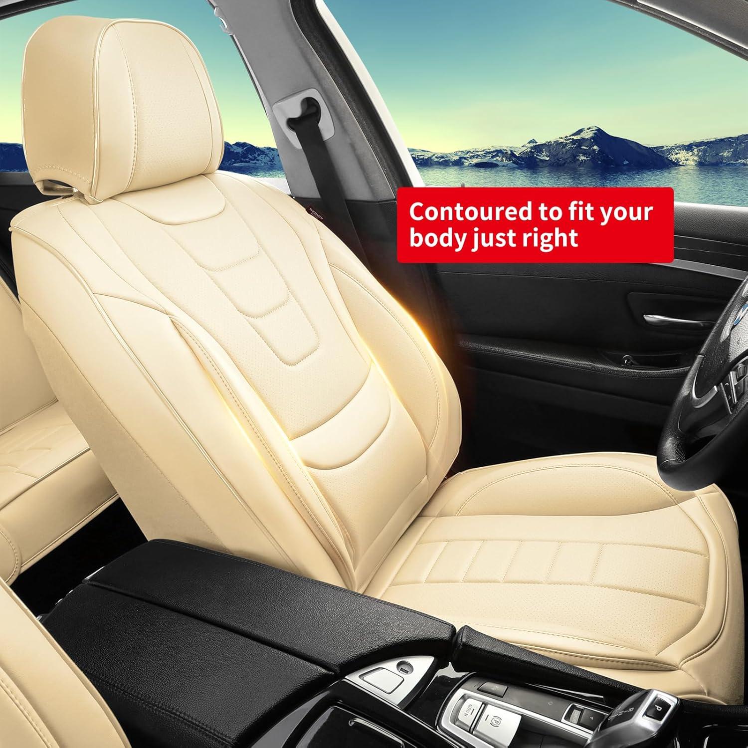 Fundas de Asiento de Coche Gripure GU01 Beige - Cuero Nappa Impermeable