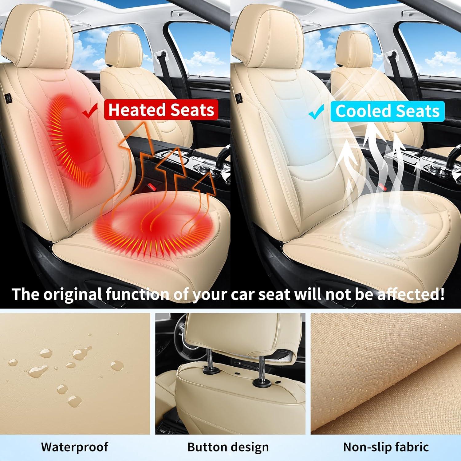 Fundas de Asiento de Coche Gripure GU01 Beige - Cuero Nappa Impermeable
