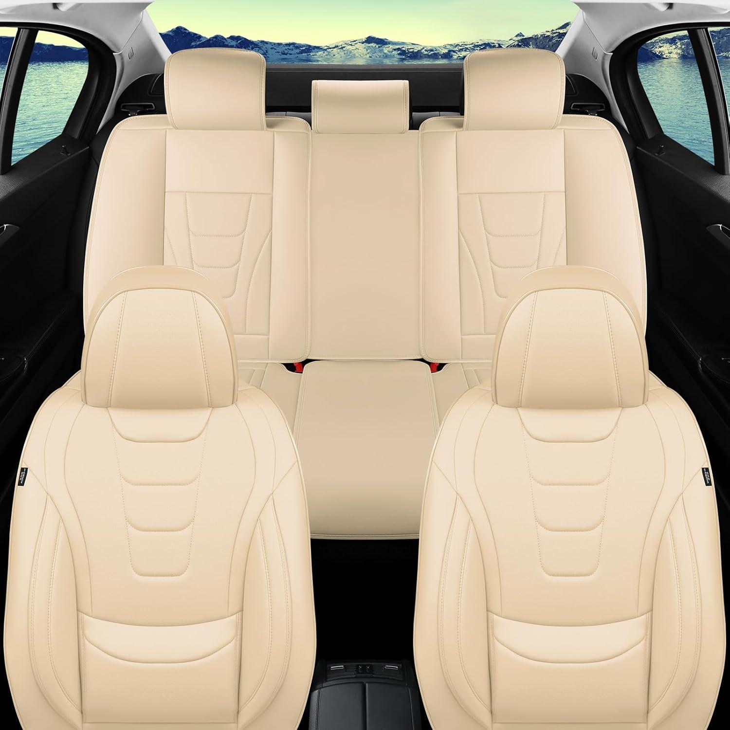 Fundas de Asiento de Coche Gripure GU01 Beige - Cuero Nappa Impermeable