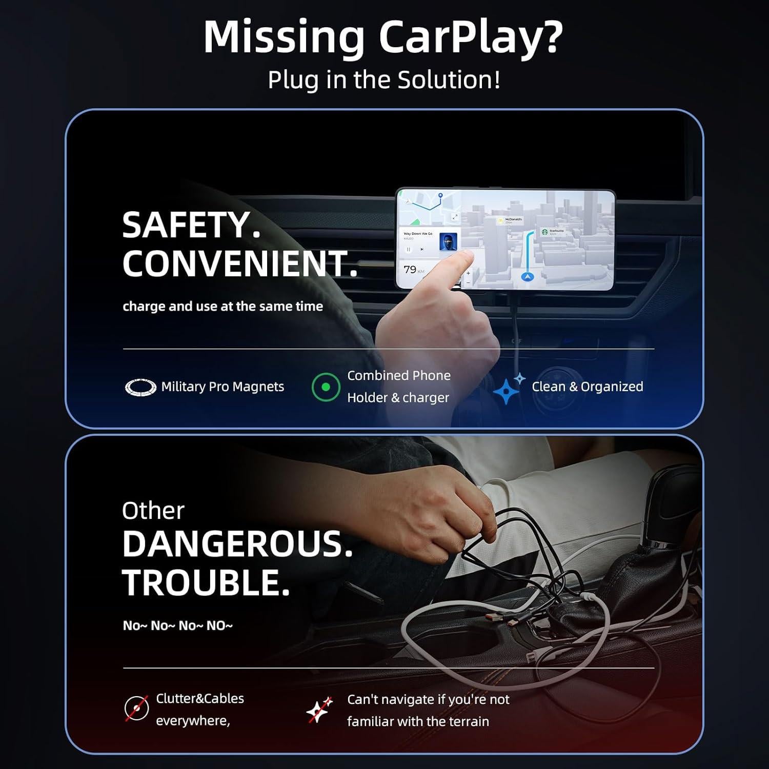 Cargador Inalámbrico MagSafe Crienten 15W Soporte Auto 360°