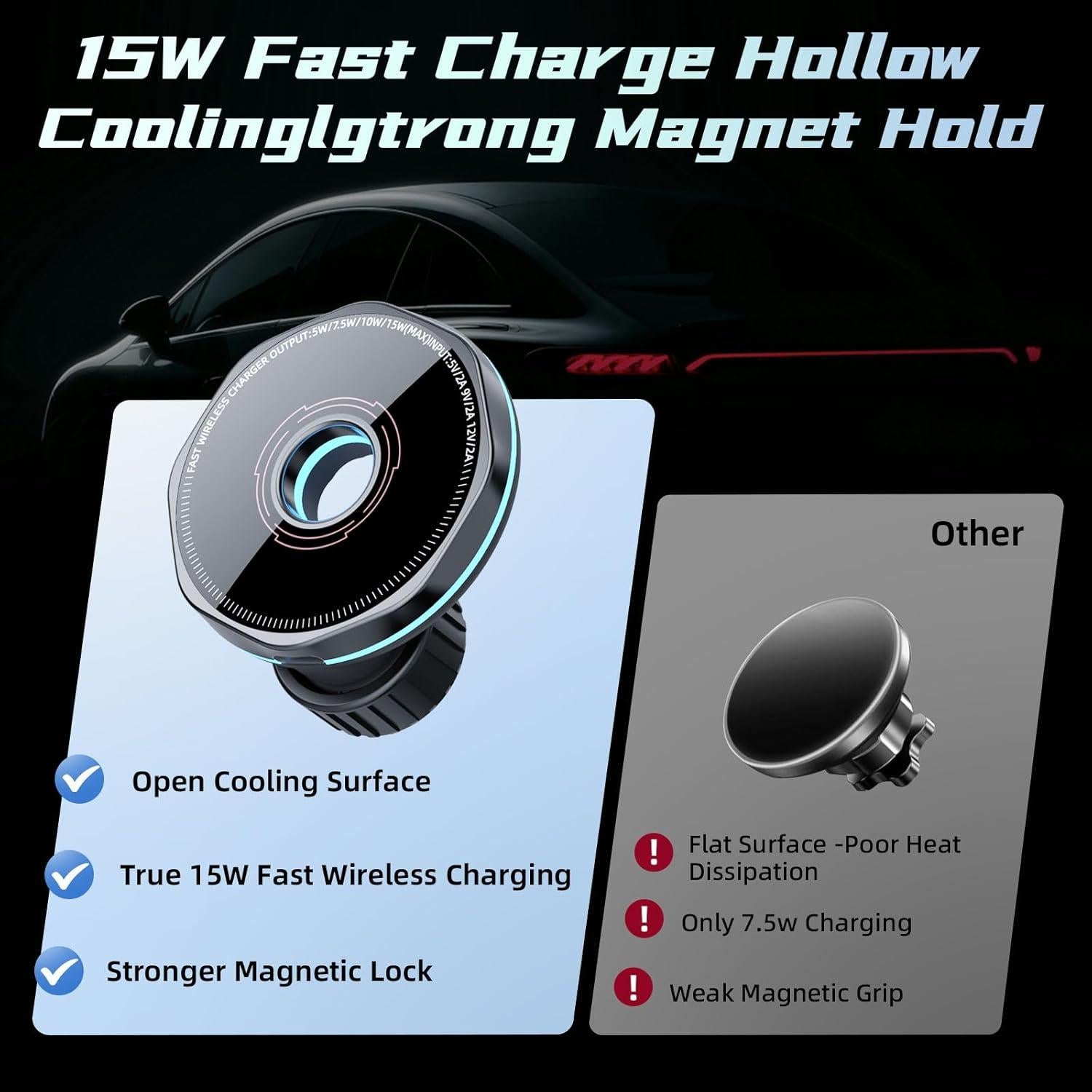 Cargador Inalámbrico MagSafe Crienten 15W Soporte Auto 360°