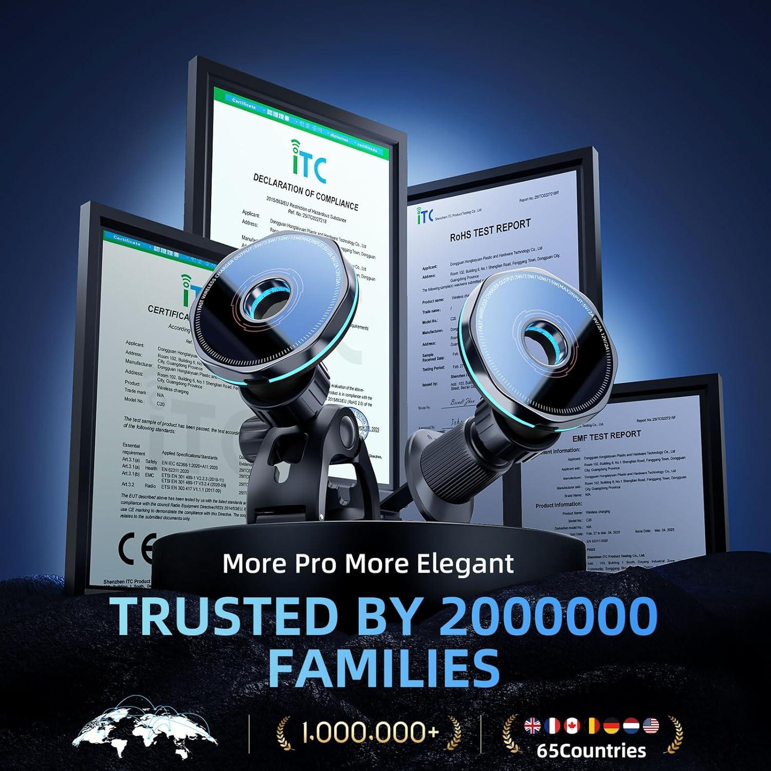 Cargador Inalámbrico MagSafe Crienten 15W Soporte Auto 360°