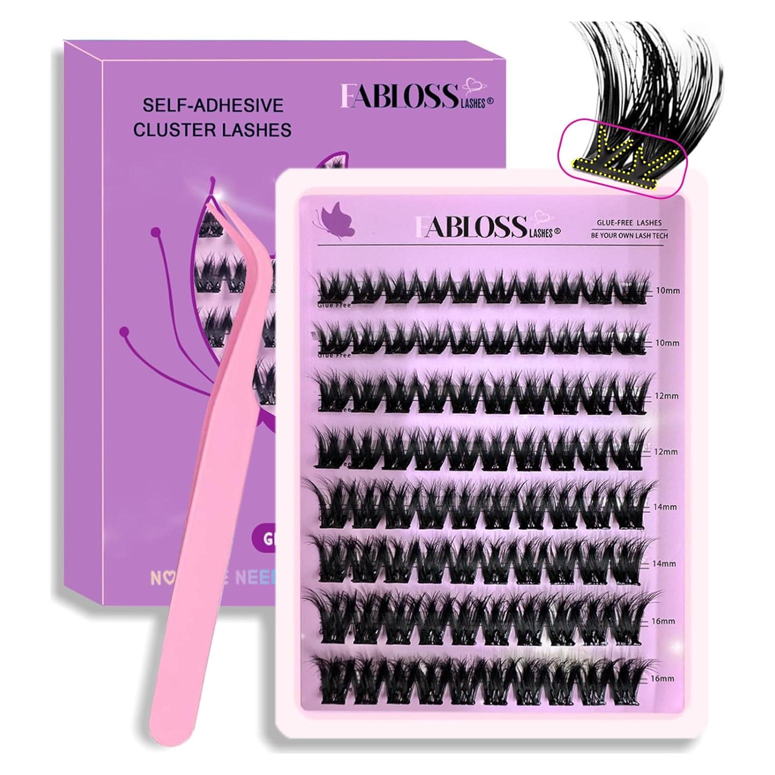 Pestañas Autoadhesivas Fabloss 80 Pcs Gruesas 12-16mm Kit