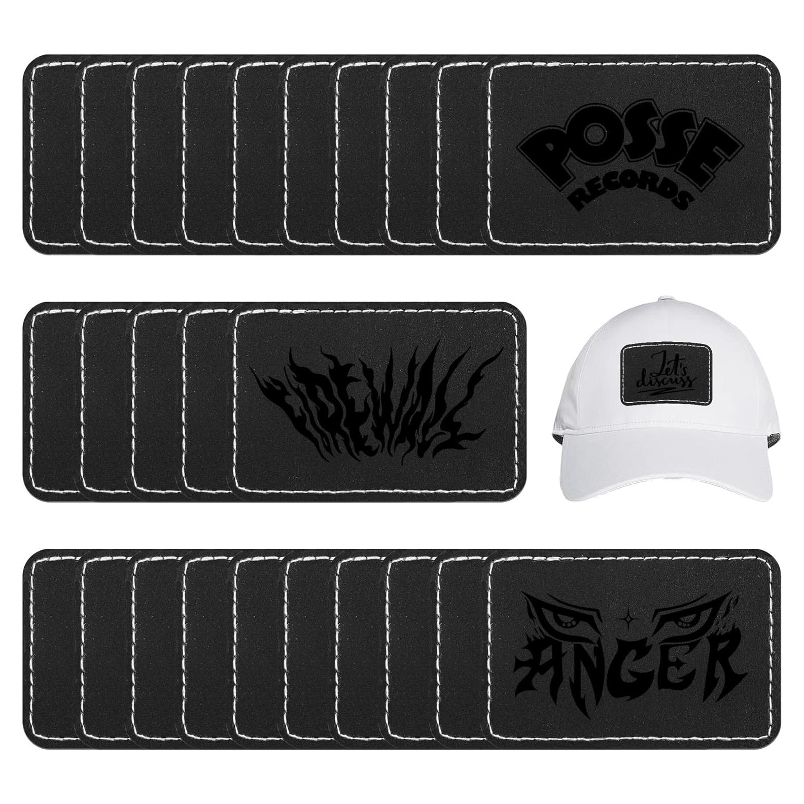 60 Parches de Cuero Sintético BUVKHMX 7.6x5.1cm Negro