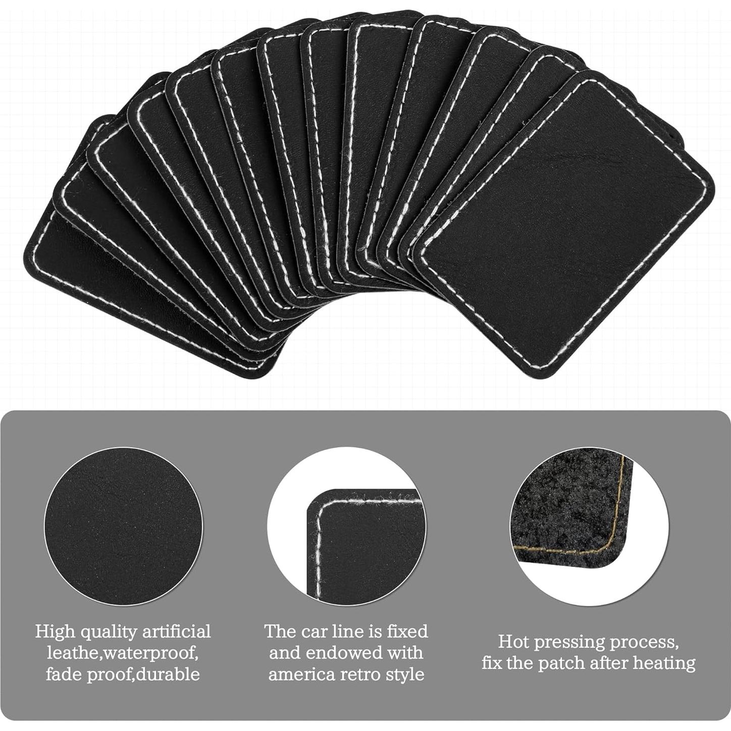 60 Parches de Cuero Sintético BUVKHMX 7.6x5.1cm Negro