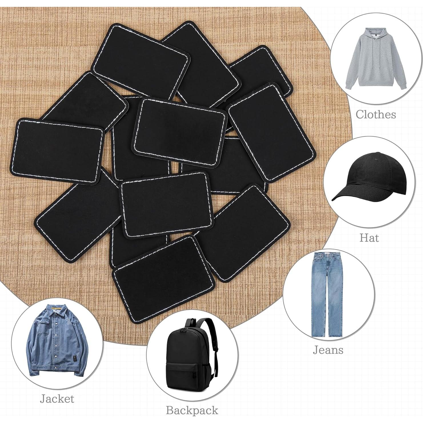 60 Parches de Cuero Sintético BUVKHMX 7.6x5.1cm Negro