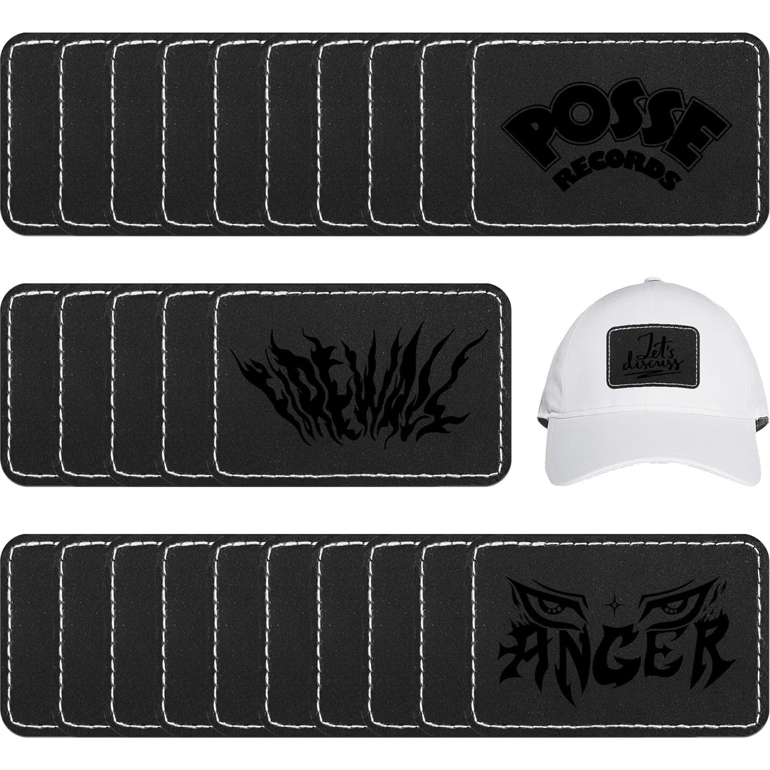 60 Parches de Cuero Sintético BUVKHMX 7.6x5.1cm Negro