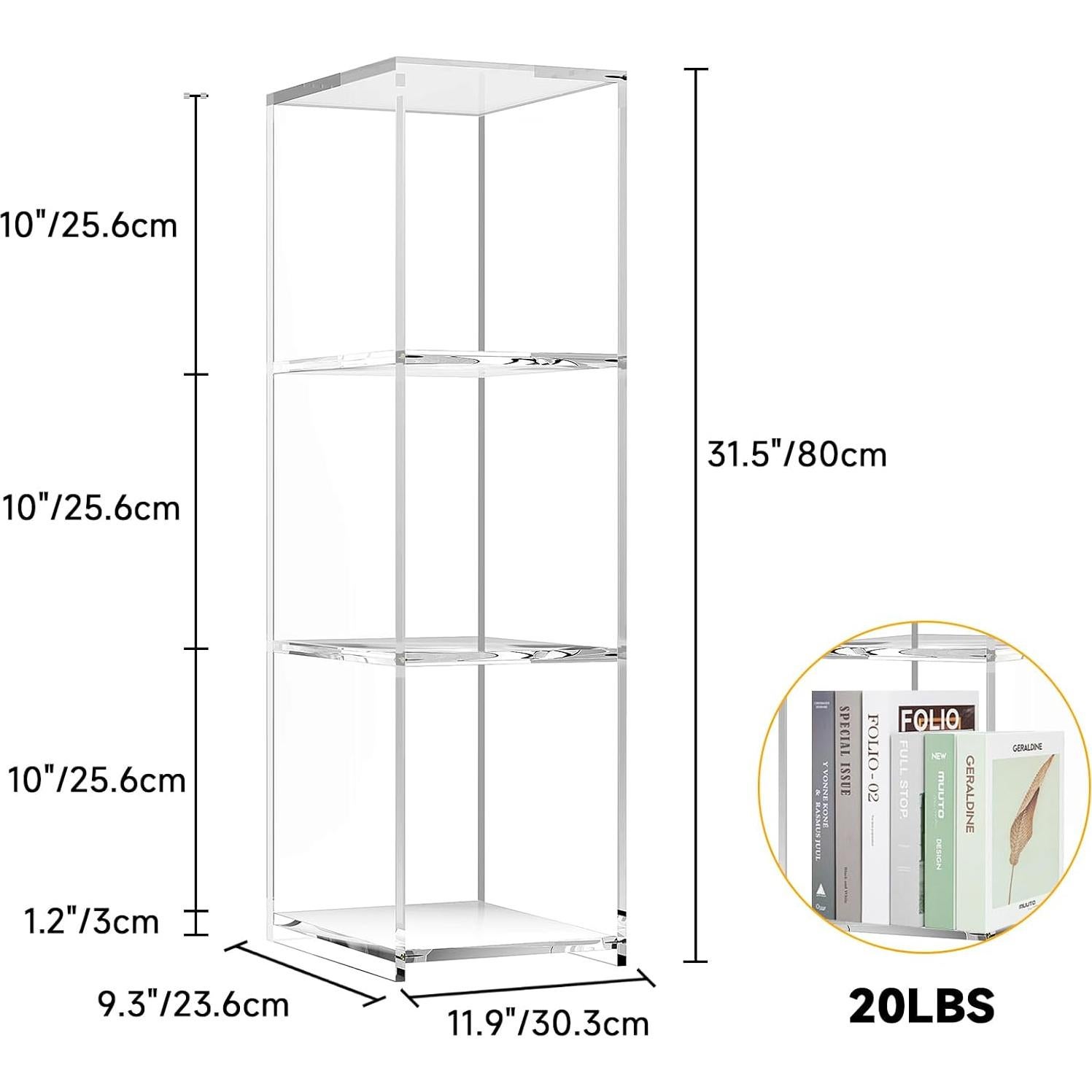 Estantería Acrílica 3 Niveles Vakiorn 80x30x23 cm Transparente