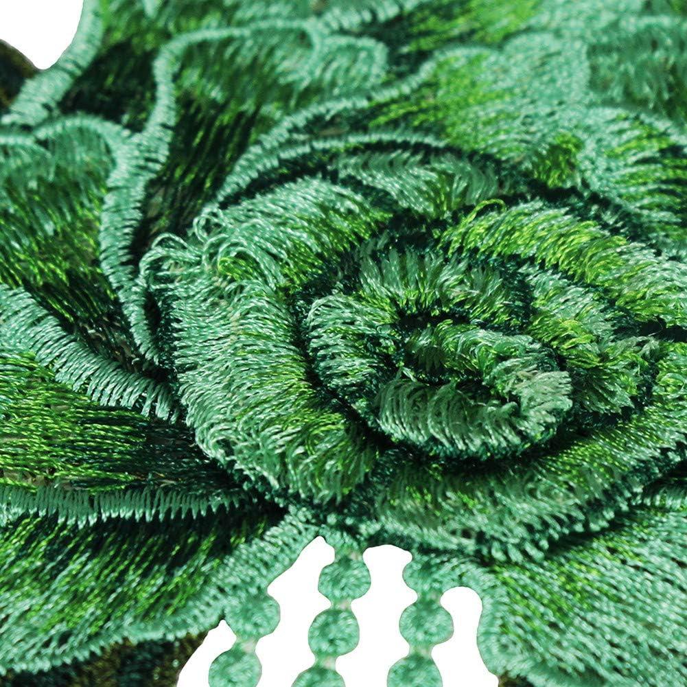 4 Parches de Tela Bordados Peonía Vintage Aqua 17x20cm