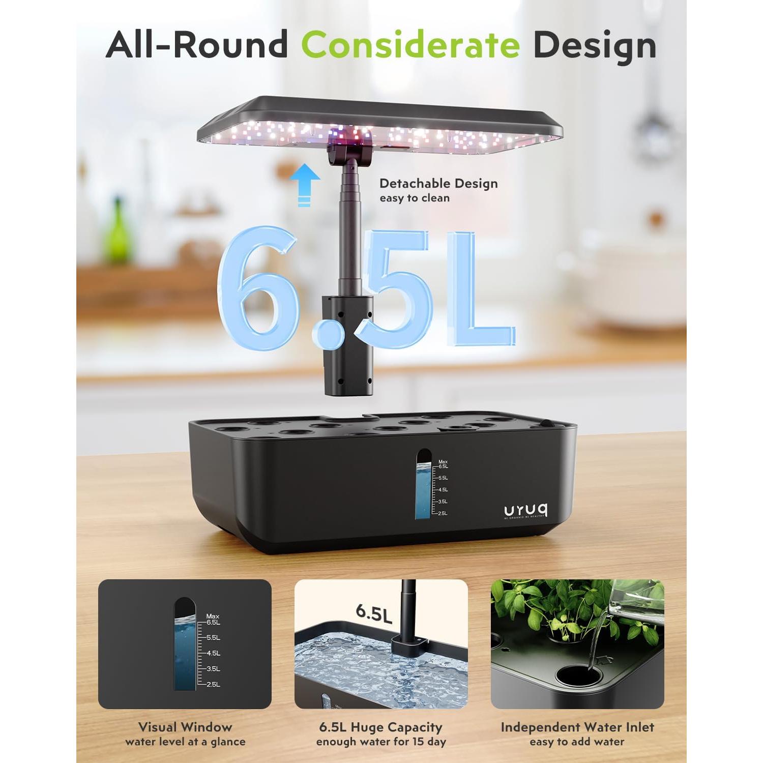 Kit de Cultivo Hidropónico URUQ 12 Cápsulas con Luz LED Ajustable