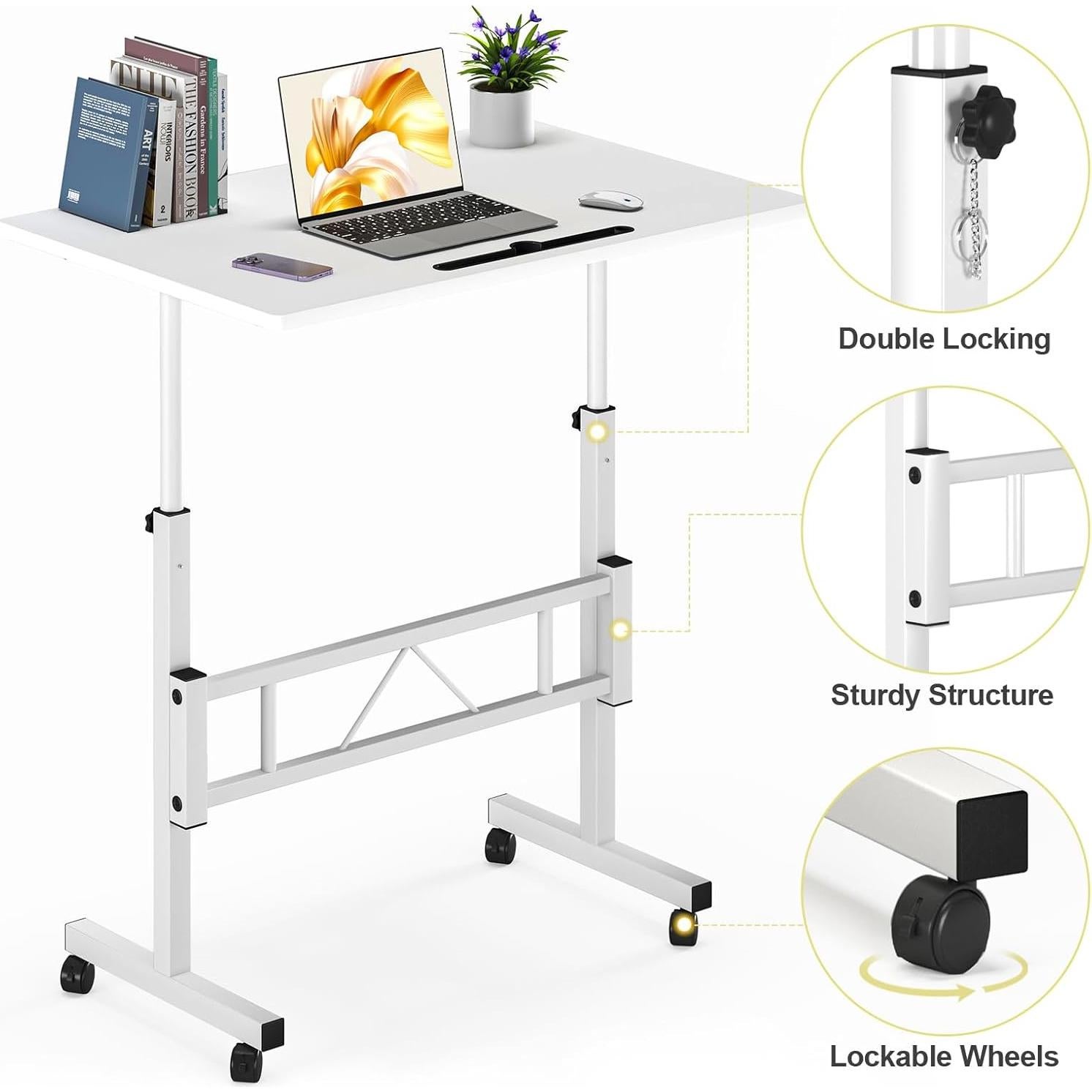 Escritorio de Pie Ajustable Autex AT-SD-Blanco 80x40 cm