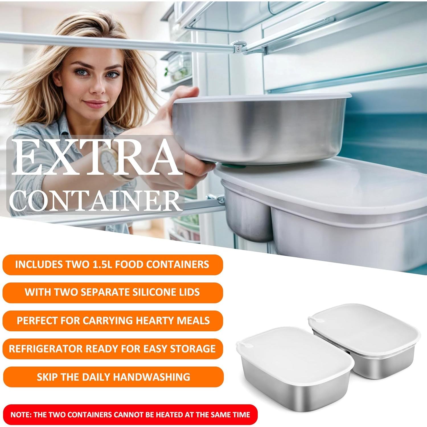 Caja de Almuerzo Eléctrica STN 80W 2 Contenedores 1.5L