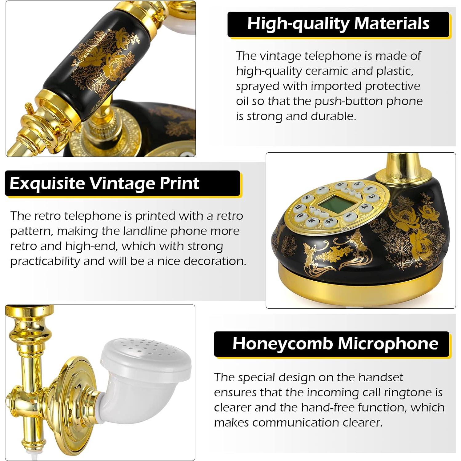 Teléfono Retro Dyna-Living con Pantalla LCD y Volumen Ajustable