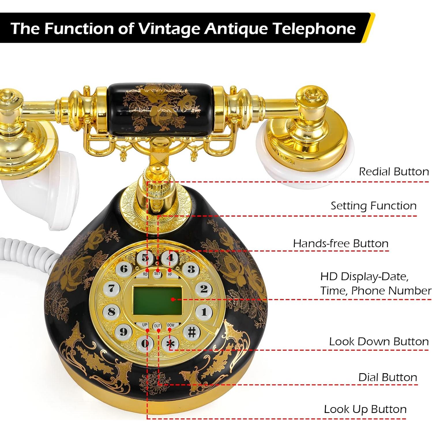 Teléfono Retro Dyna-Living con Pantalla LCD y Volumen Ajustable
