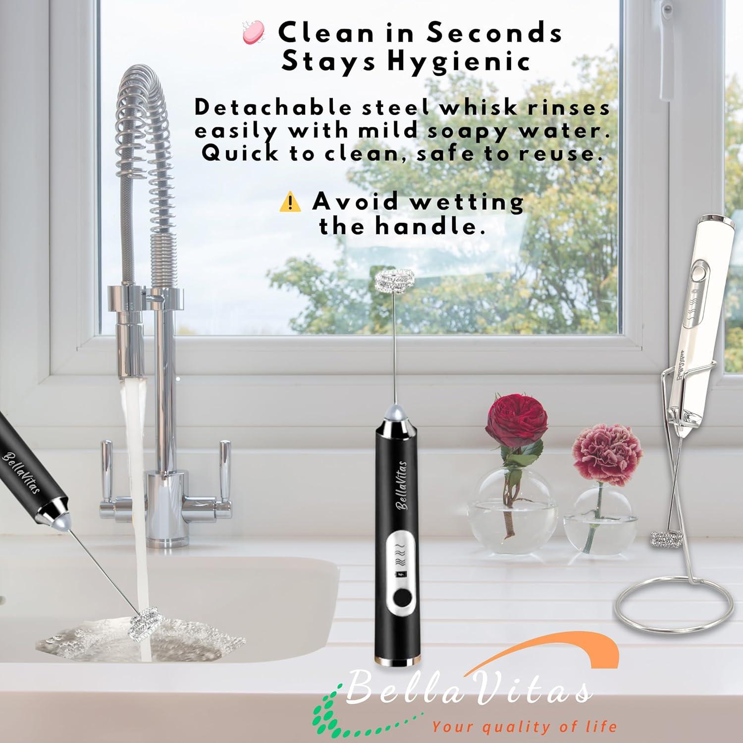 Espumador de Leche Recargable BellaVitas Negro 3 Velocidades