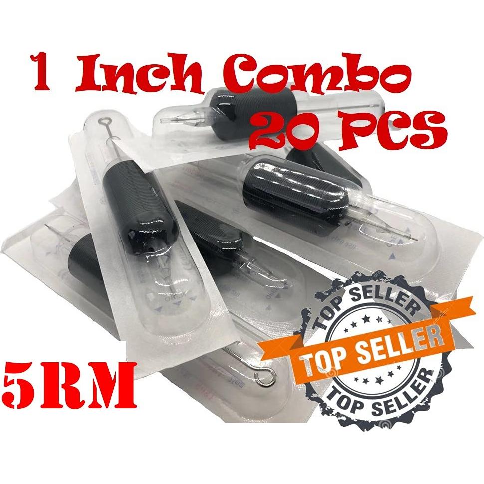 Tatmax 20PCS Agujas y Tubos de Tatuaje 25mm Combo 5RM-15RM