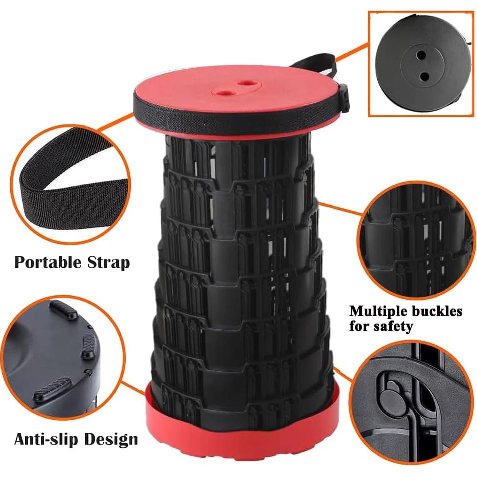 Silla de Camping Plegable CXHSFNAL Ajustable 181kg Negro