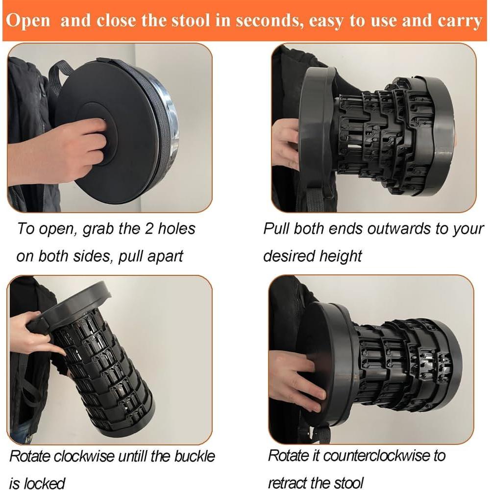 Silla de Camping Plegable CXHSFNAL Ajustable 181kg Negro