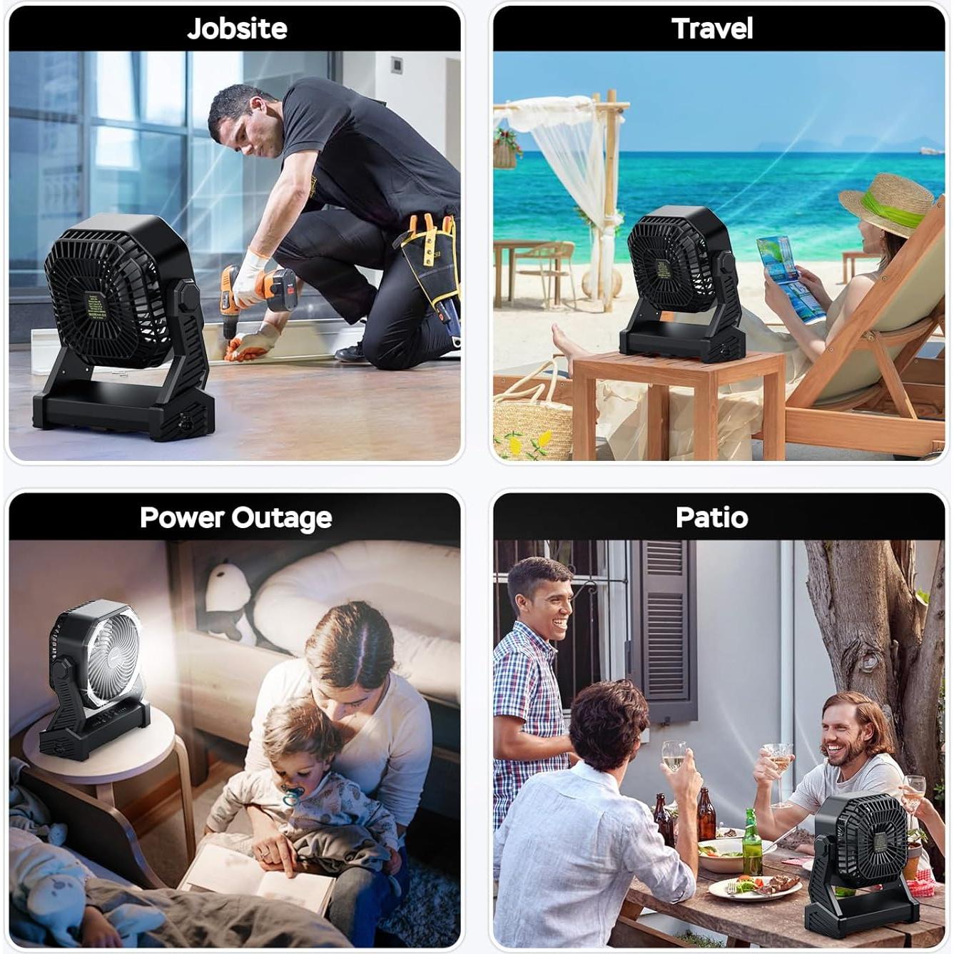 Ventilador de Camping AMACOOL D10 con Luz LED y Batería 20000mAh