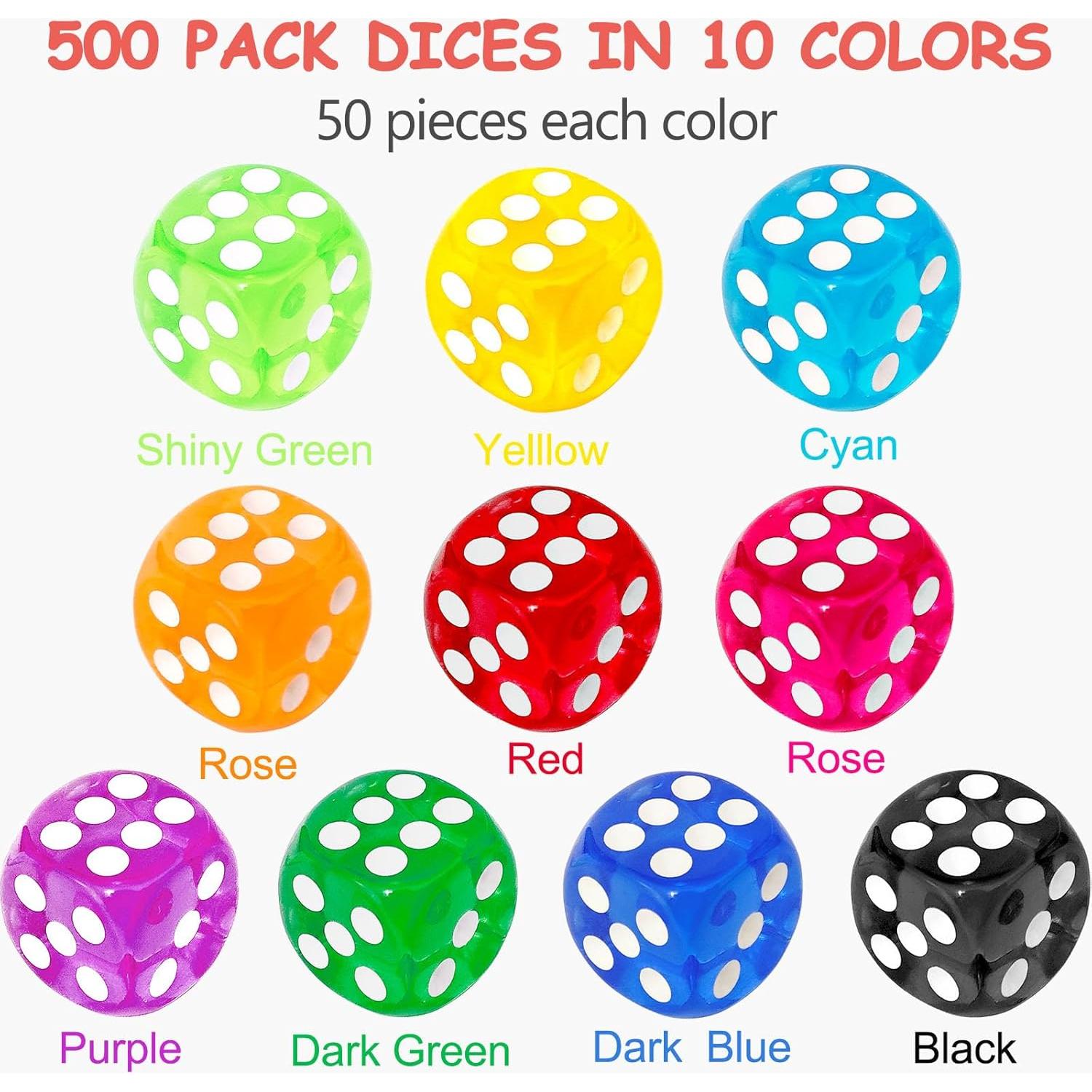 Juego de Dados de Colores 100 Piezas 14 mm Beieverluck