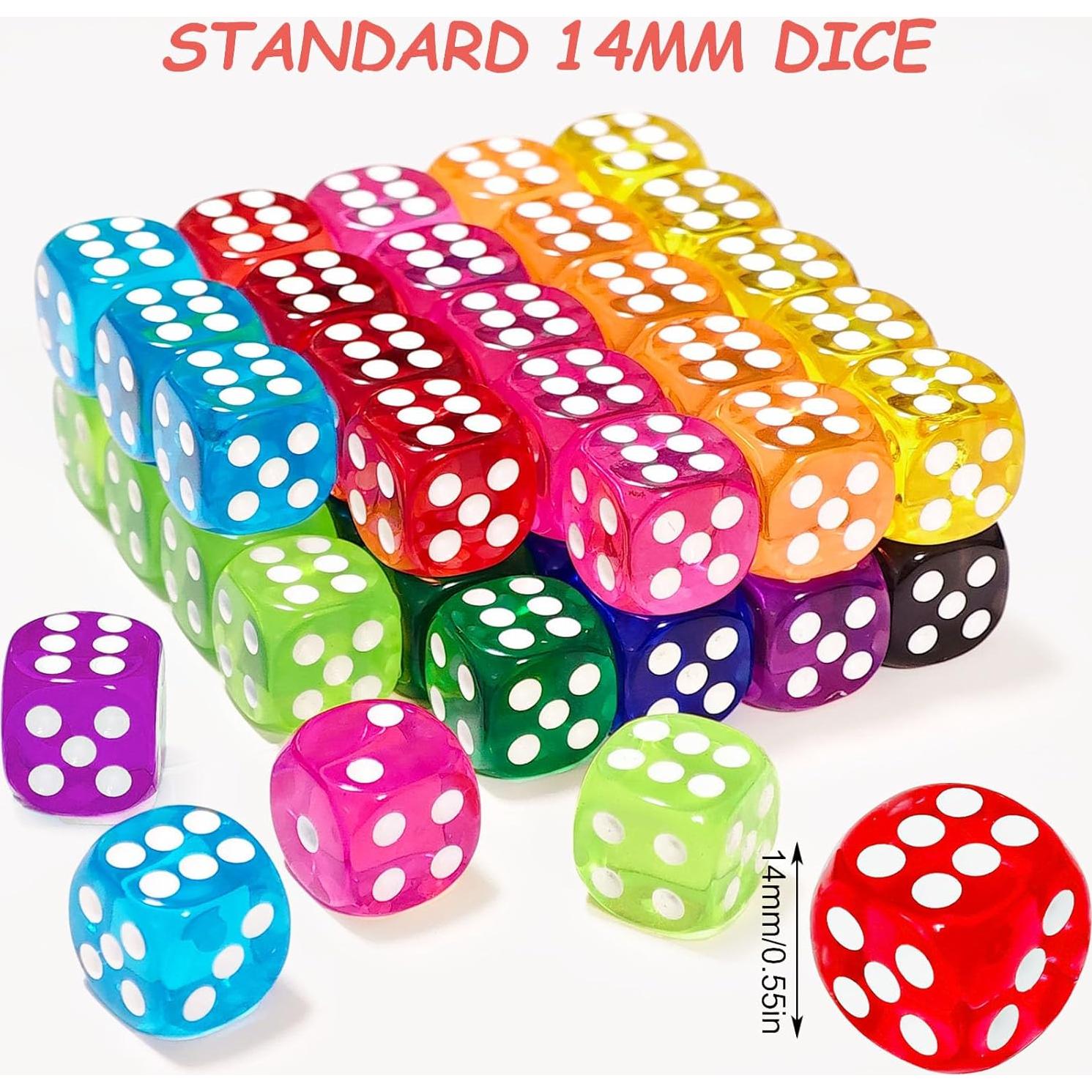 Juego de Dados de Colores 100 Piezas 14 mm Beieverluck
