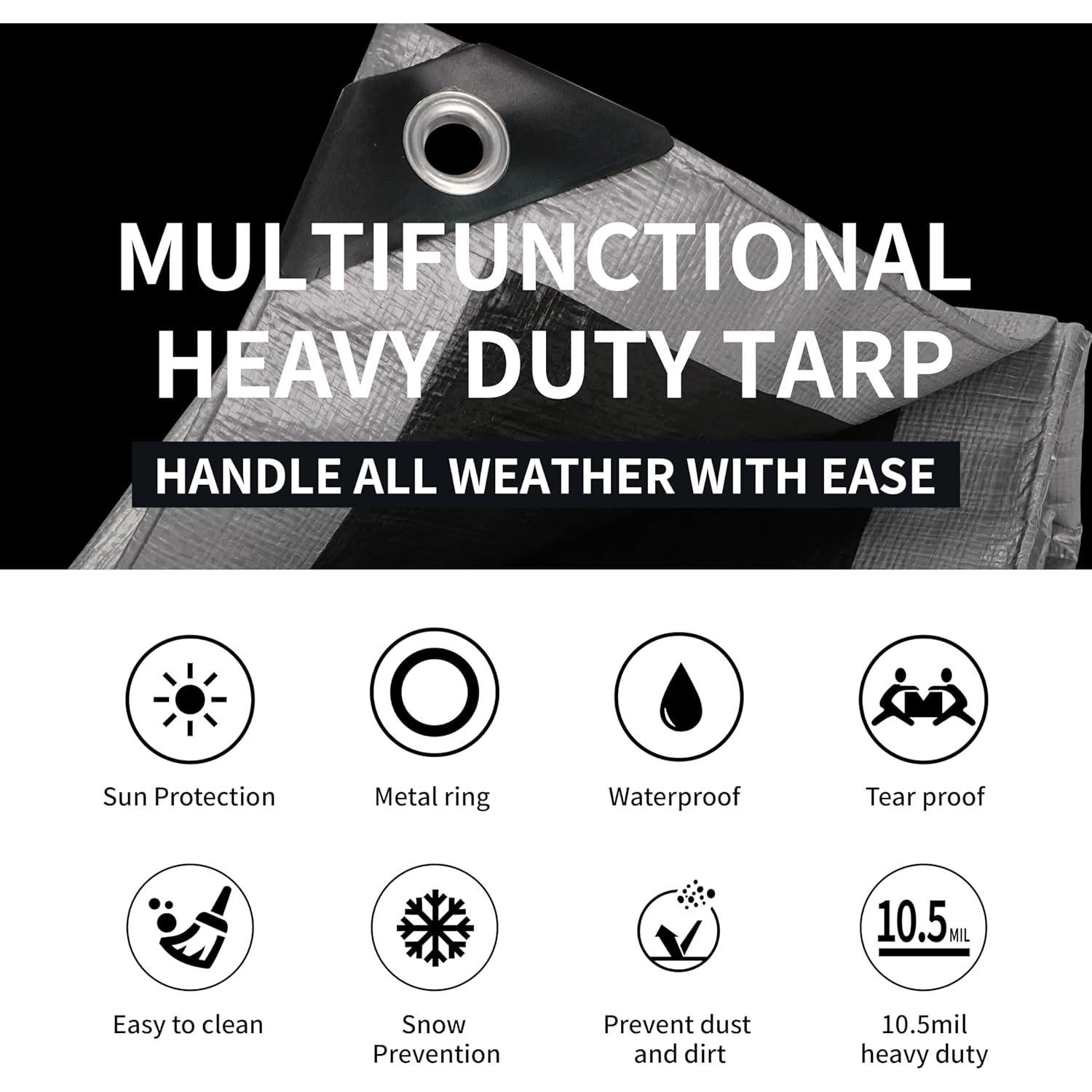 Lonas TARPAL 3x3 Pies Plata 10.5 Mil Impermeables 3-Pack