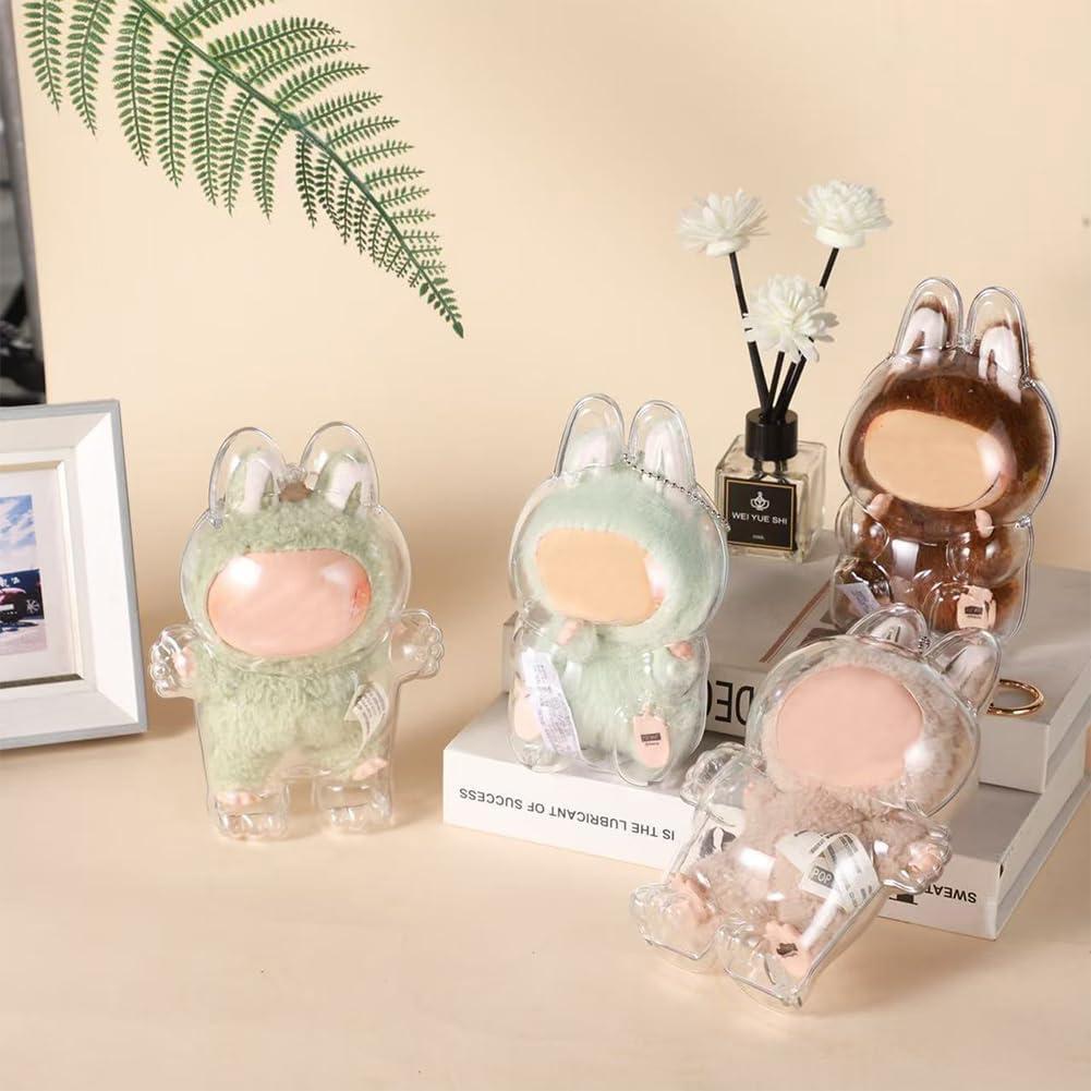 Protective Cover for LABUBU Plush, Plastic Protective Cover for LABUBU The Monsters Figure Keychain, Storage Transparent PVC Keychain Model Walking Display Bag for Fan Collection (V1)