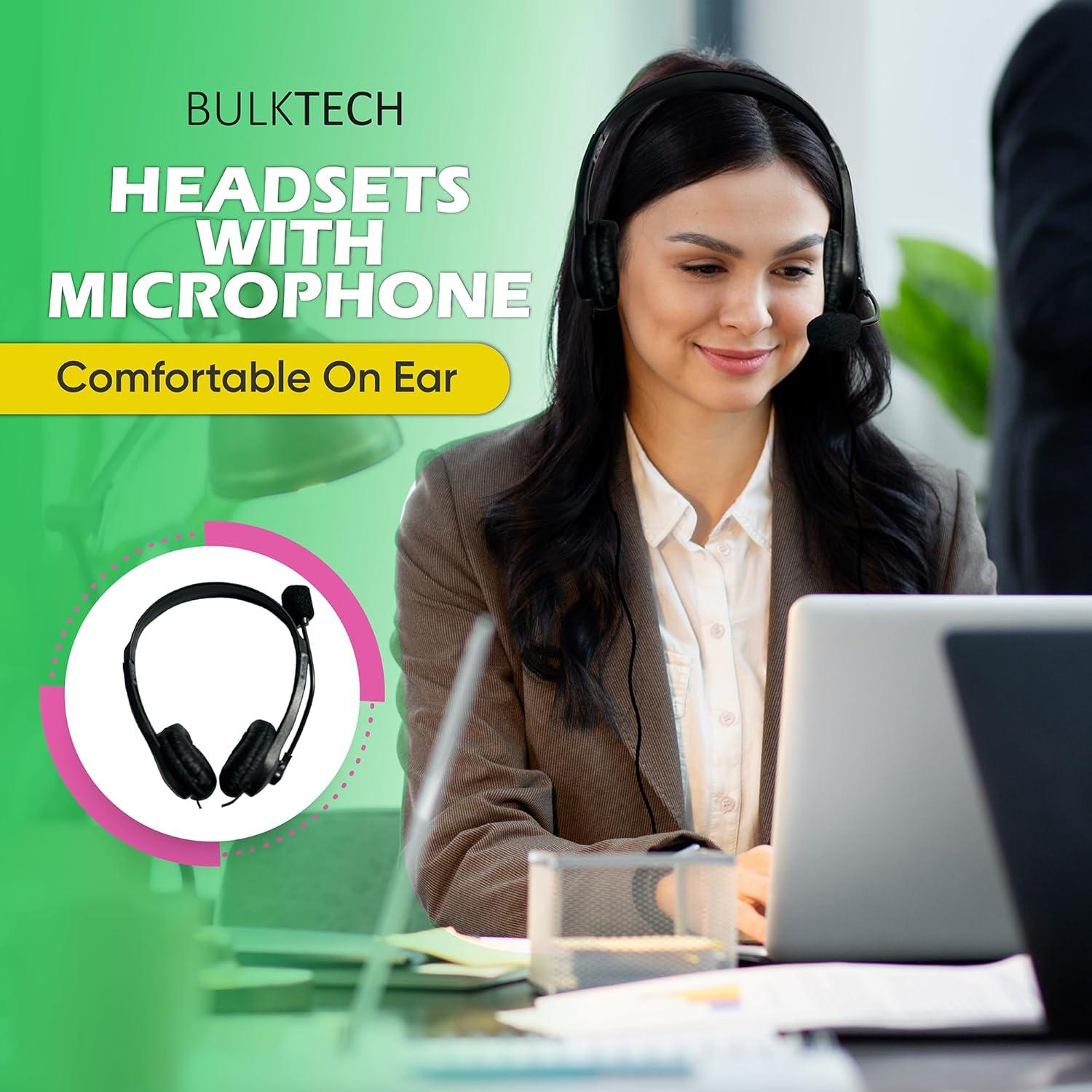 Auriculares de Cuero Bulktech con Micrófono - Paquete de 10