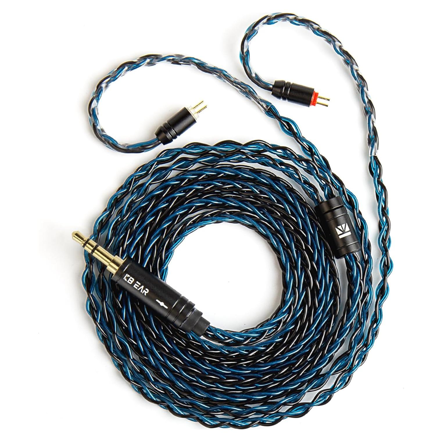 Cable IEM KBEAR ST12 2Pin 3.5mm 8 Núcleos Cobre Baño Plata