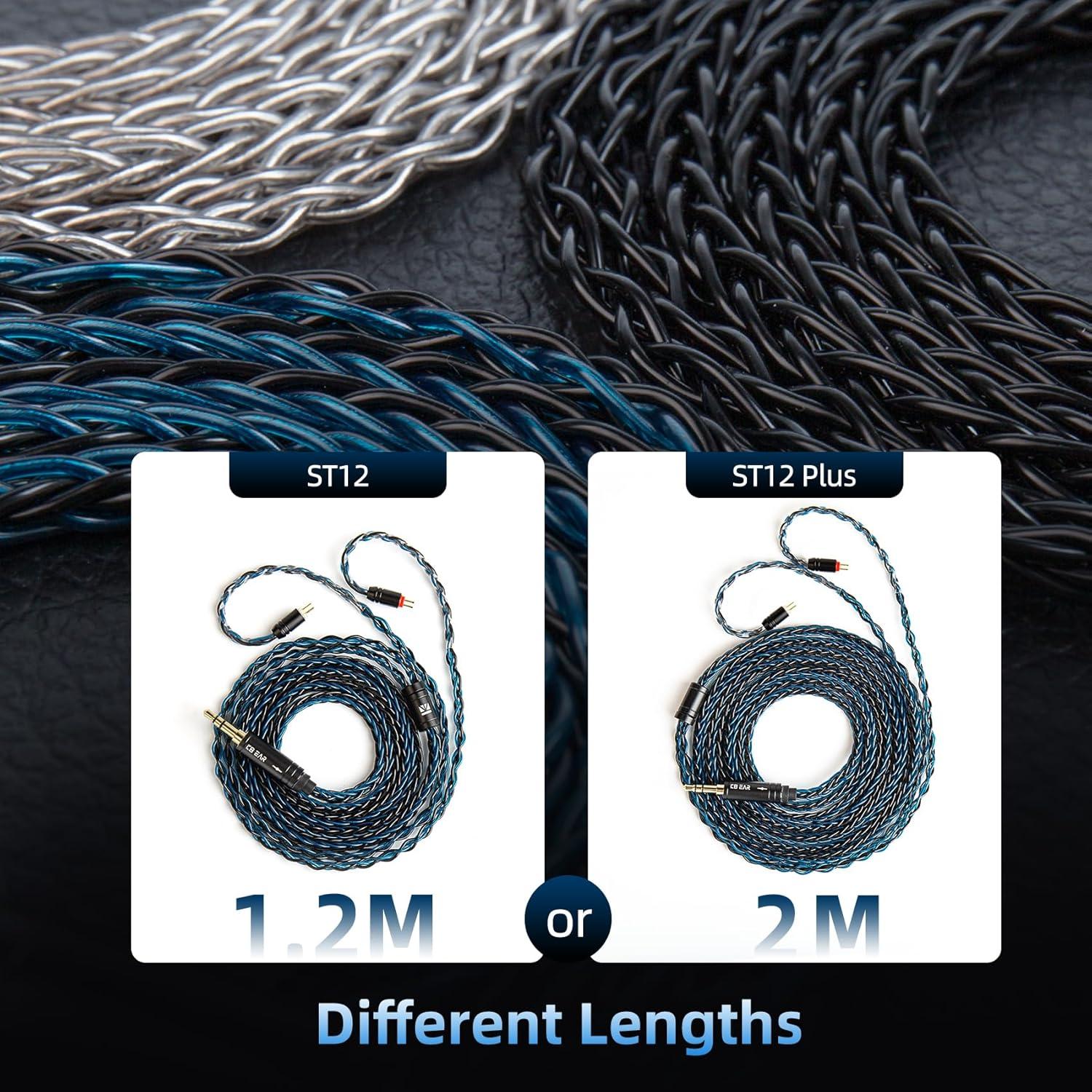 Cable IEM KBEAR ST12 2Pin 3.5mm 8 Núcleos Cobre Baño Plata