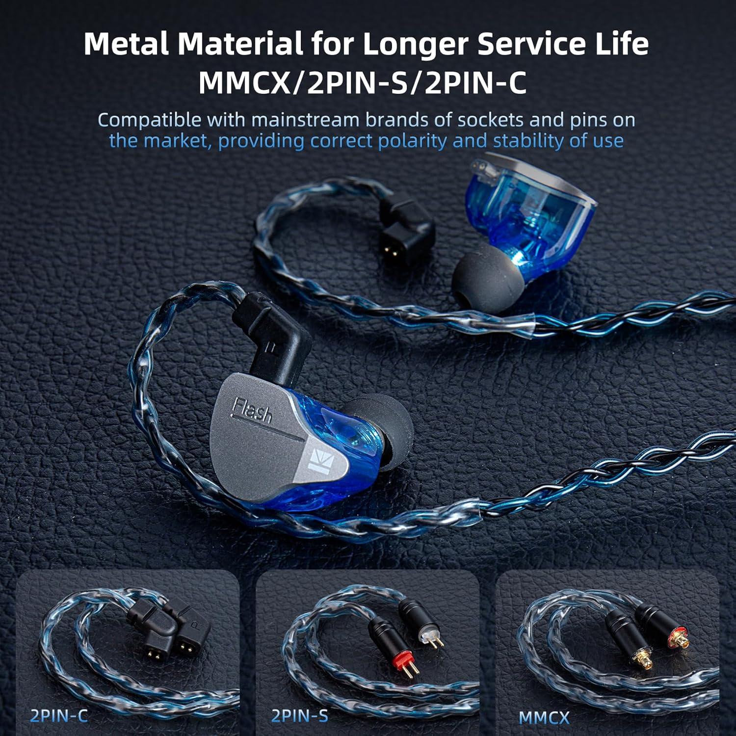 Cable IEM KBEAR ST12 2Pin 3.5mm 8 Núcleos Cobre Baño Plata