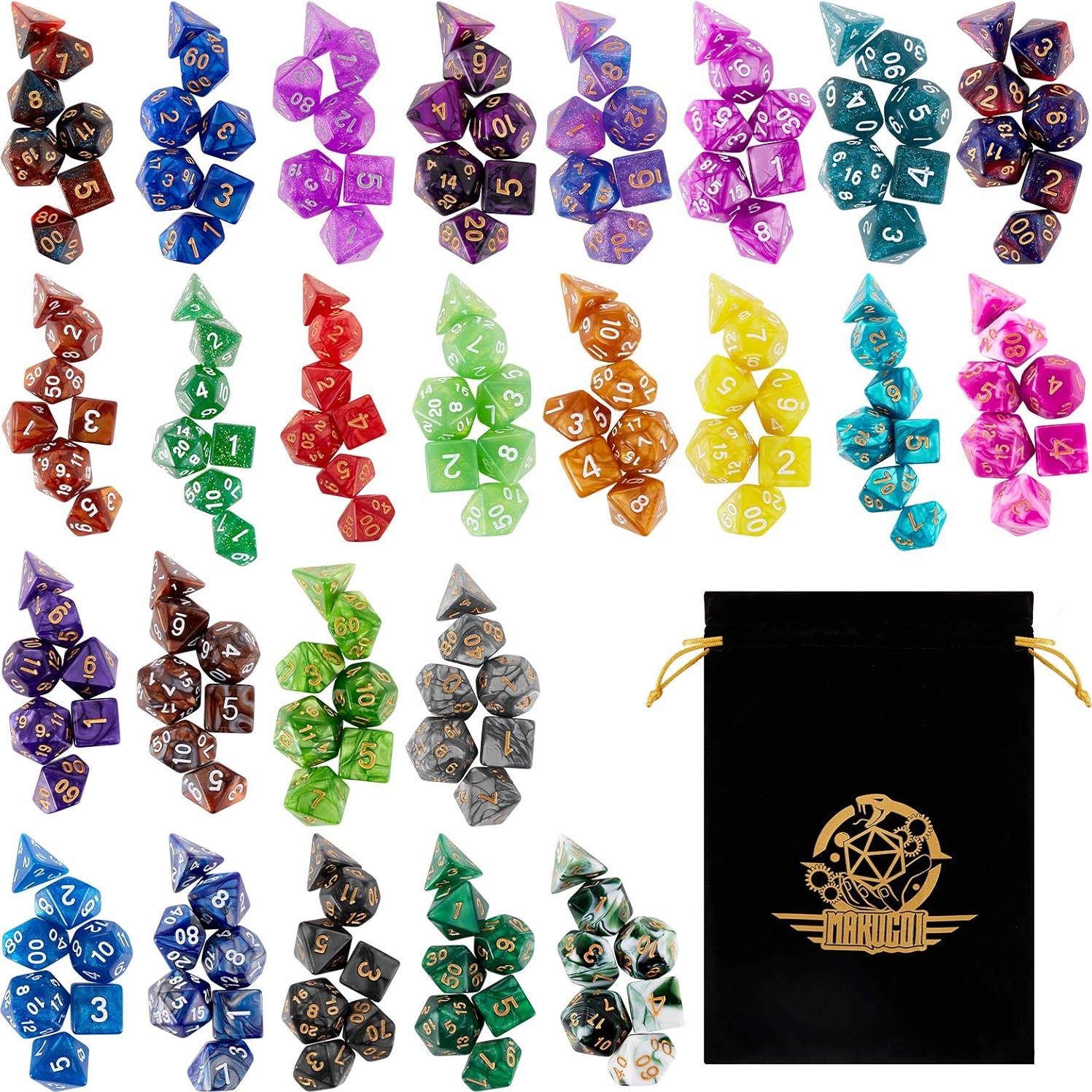 Juego de Dados Poliedricos Makugoi 25 Piezas DND RPG