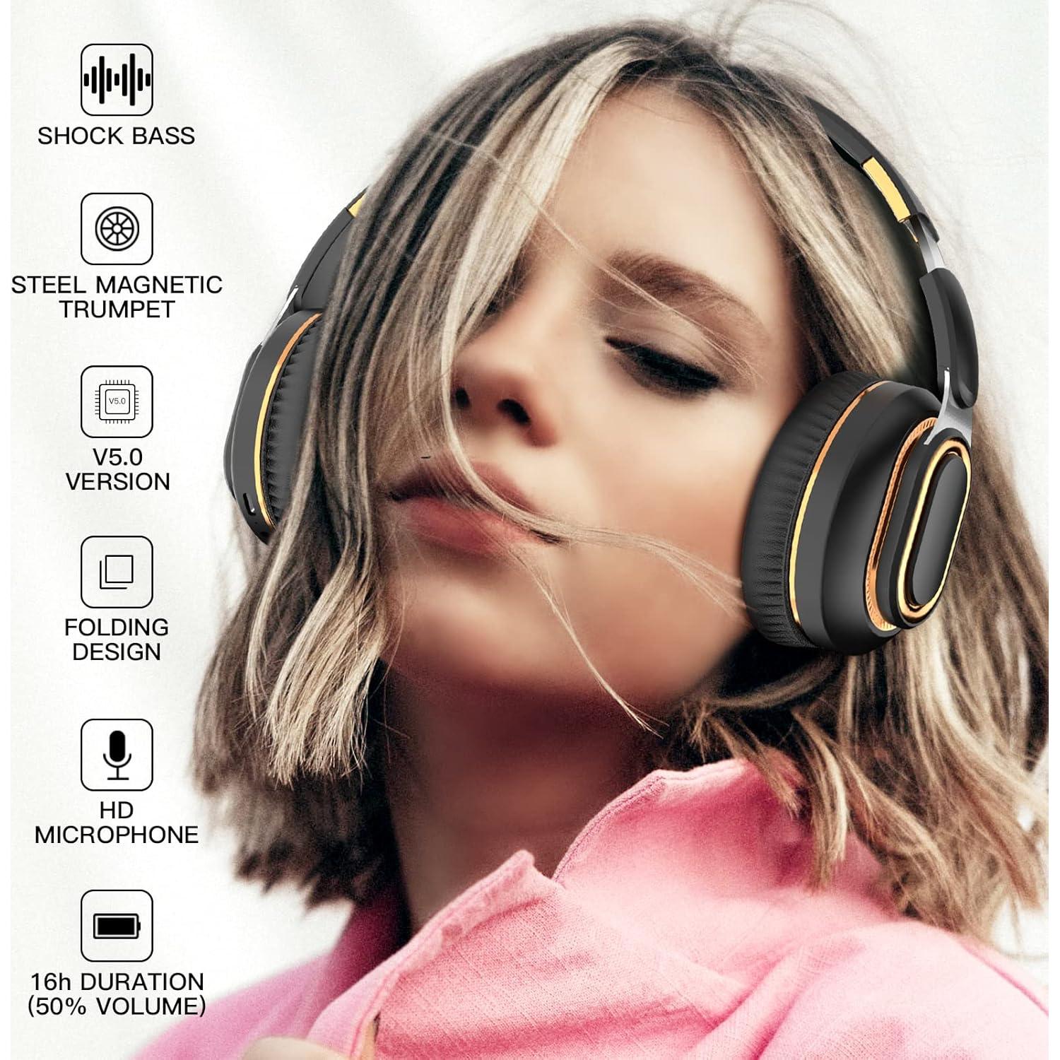 Auriculares Bluetooth H7 Plegables Inalámbricos HiFi Negro