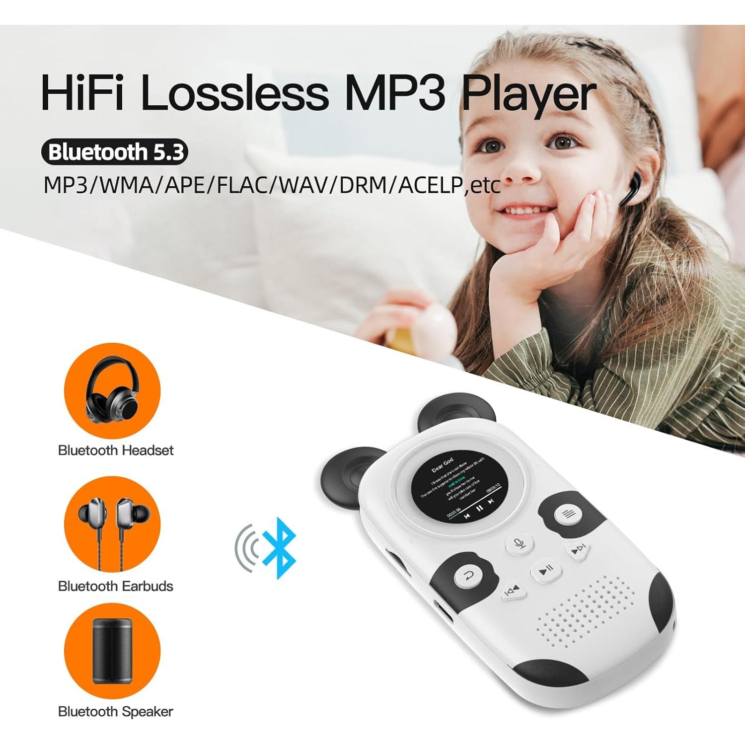Reproductor MP3 RUIZU X31 64GB Infantil Panda Bluetooth 5.3