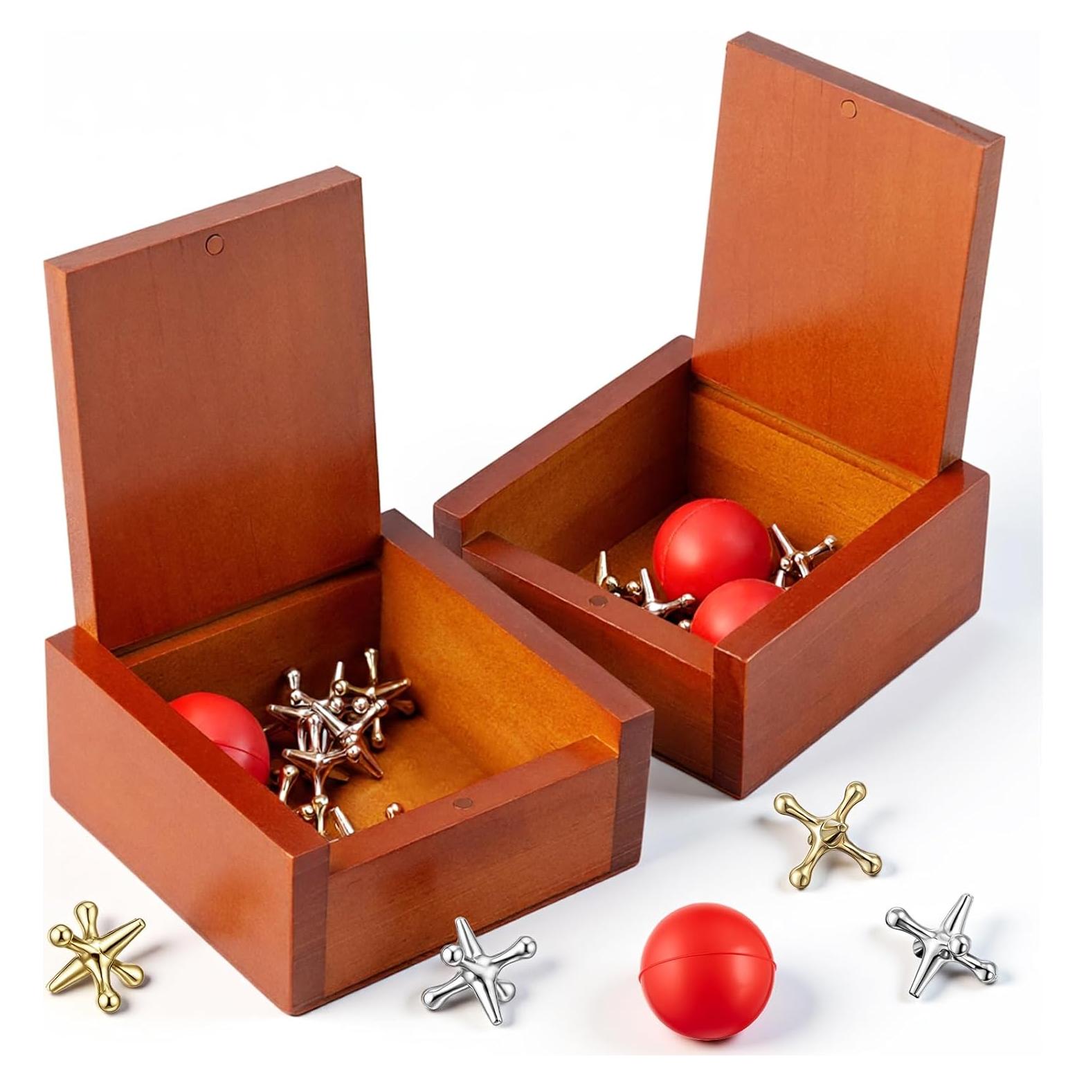 Juego de Jacks de Metal Hiboom en Caja de Madera - 2 Piezas