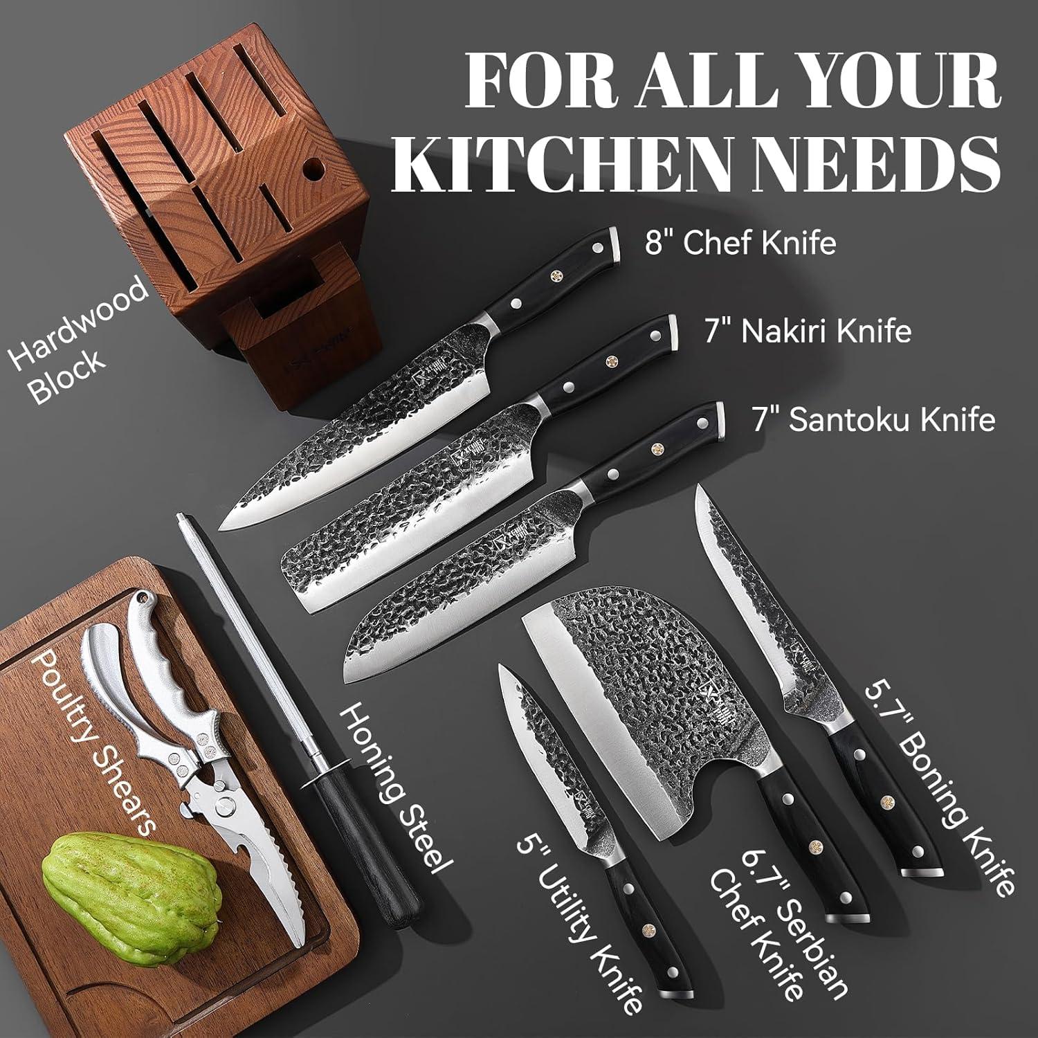 Juego de cuchillos de cocina 9 piezas XCHIEF PRO con bloque