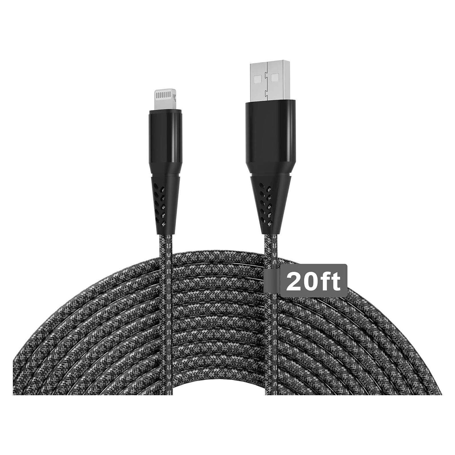 Cable de Cargador Rápido 6M MFi para iPhone Negro