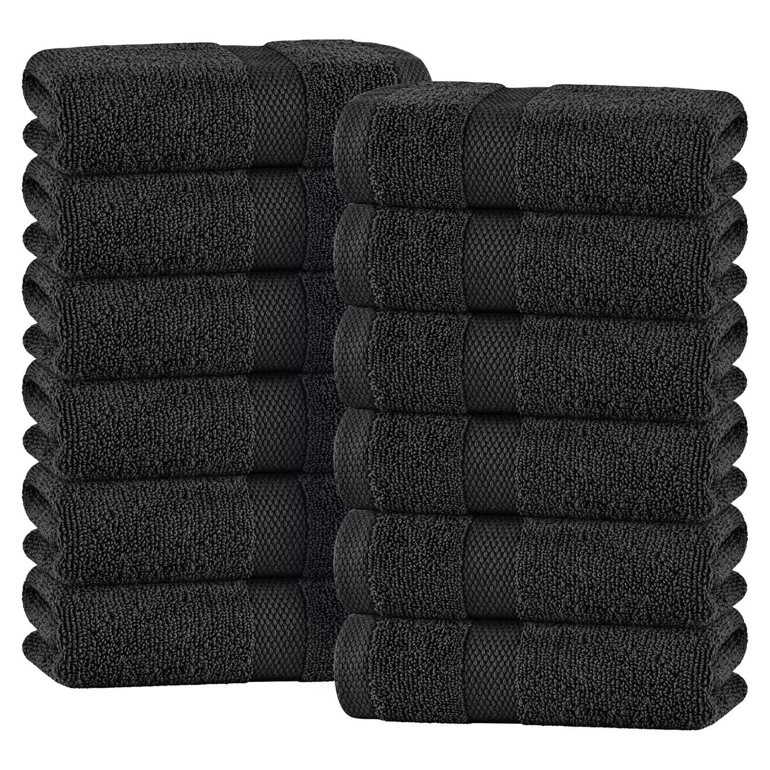 Toallas de Mano Negras 100% Algodón - Paquete de 12
