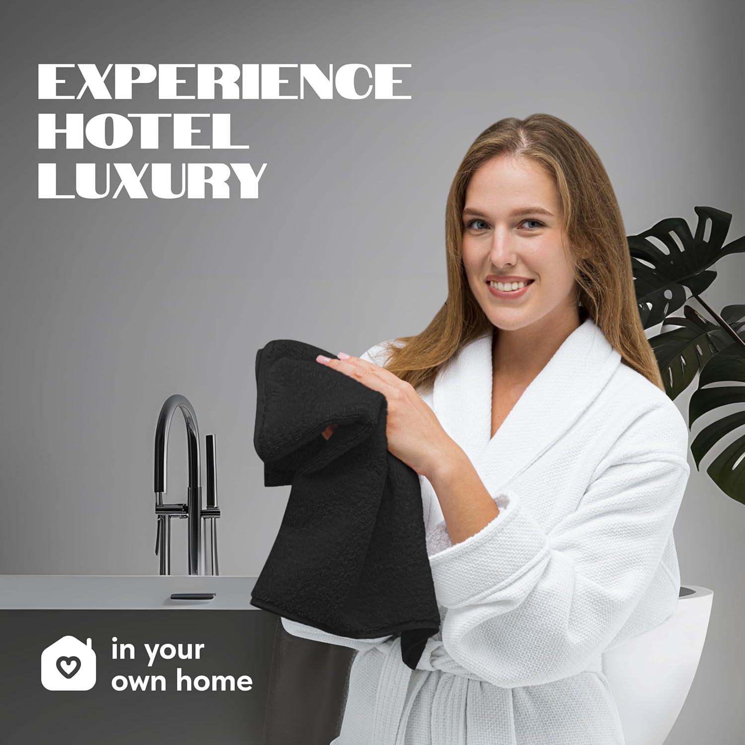 Toallas de Mano Negras 100% Algodón - Paquete de 12