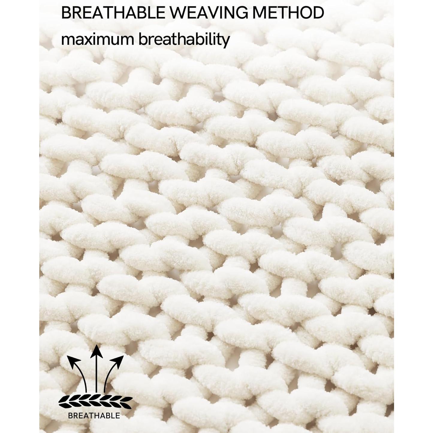 Manta Chunky YnM 76x102 cm Chenille Crema de Mantequilla