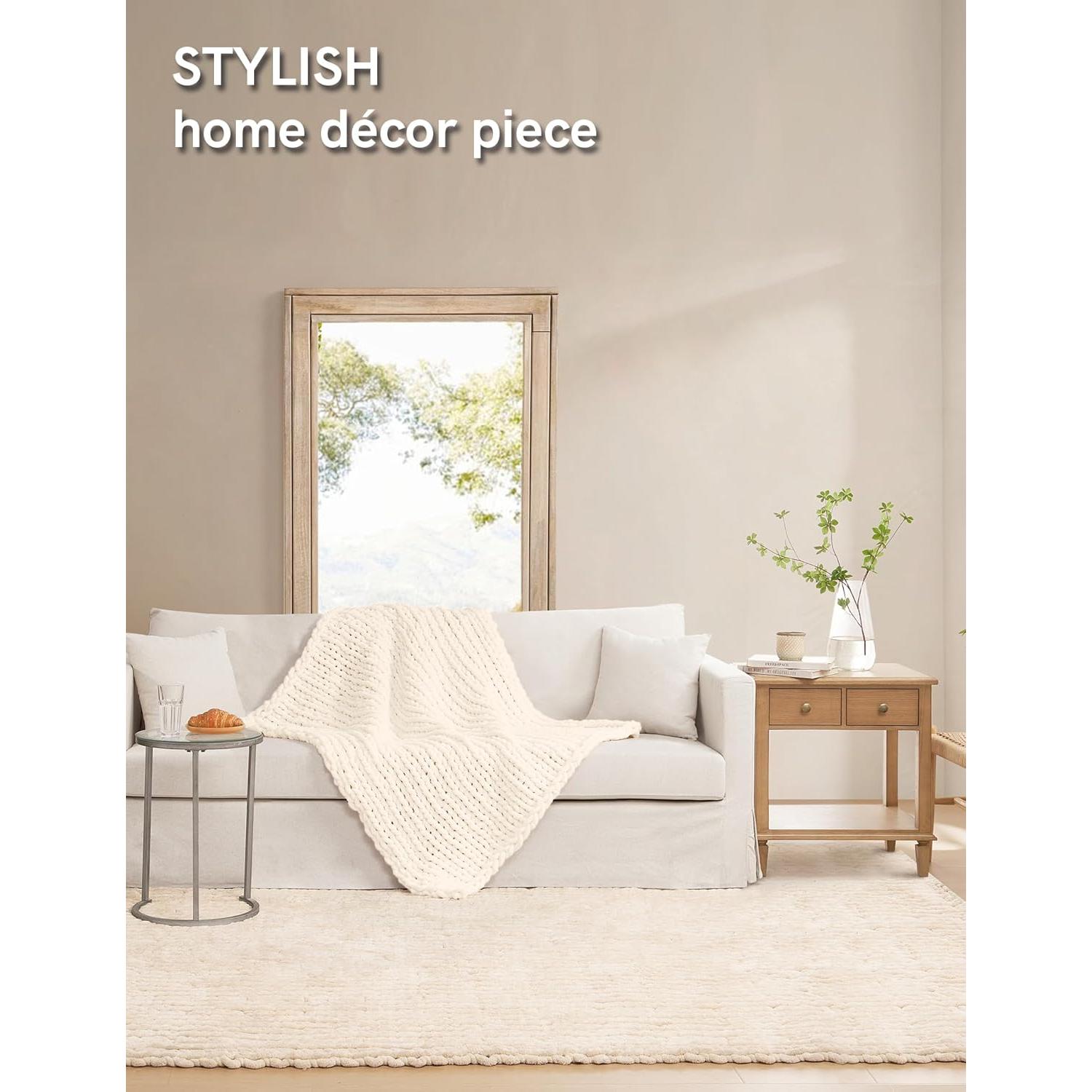 Manta Chunky YnM 76x102 cm Chenille Crema de Mantequilla